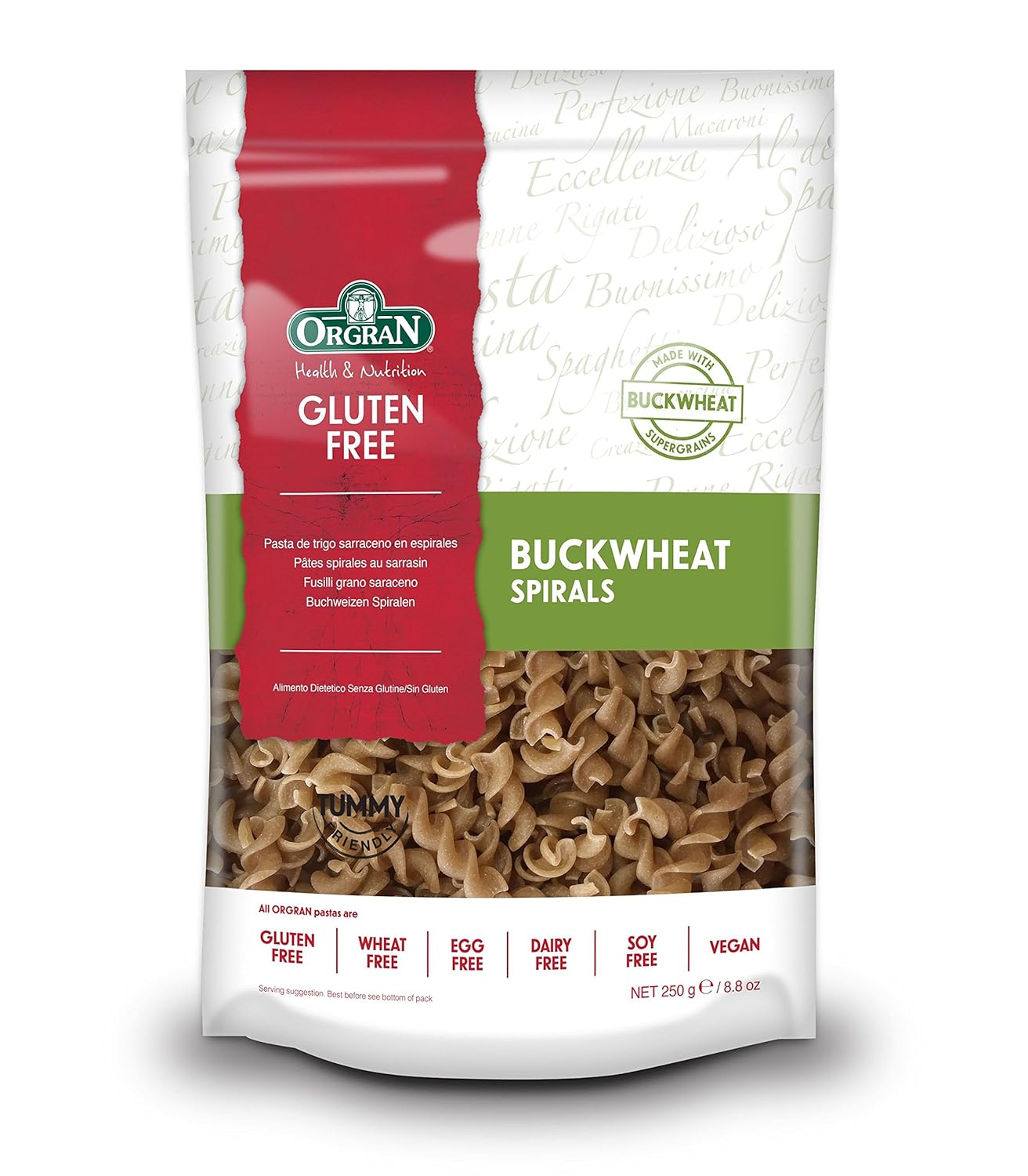 OrgraN Buckwheat Pasta, Spirals, 8.8Ounce Packages (Pack