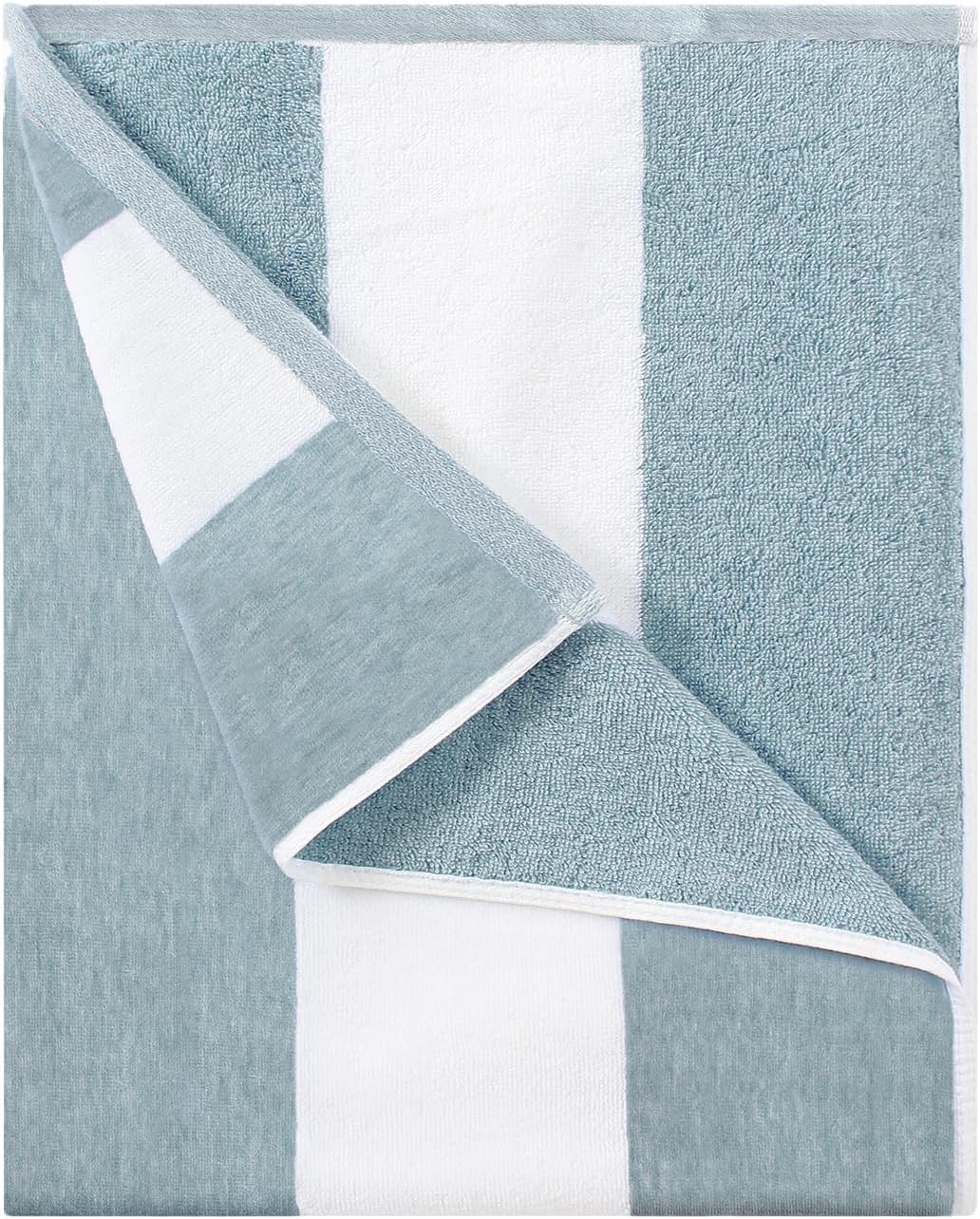 HENBAY Cotton Oversized Beach Towel - Large 70 x 35 Inch Pool Towel, Smoke Blue Striped Quick Dry Swimming Cabana Towel