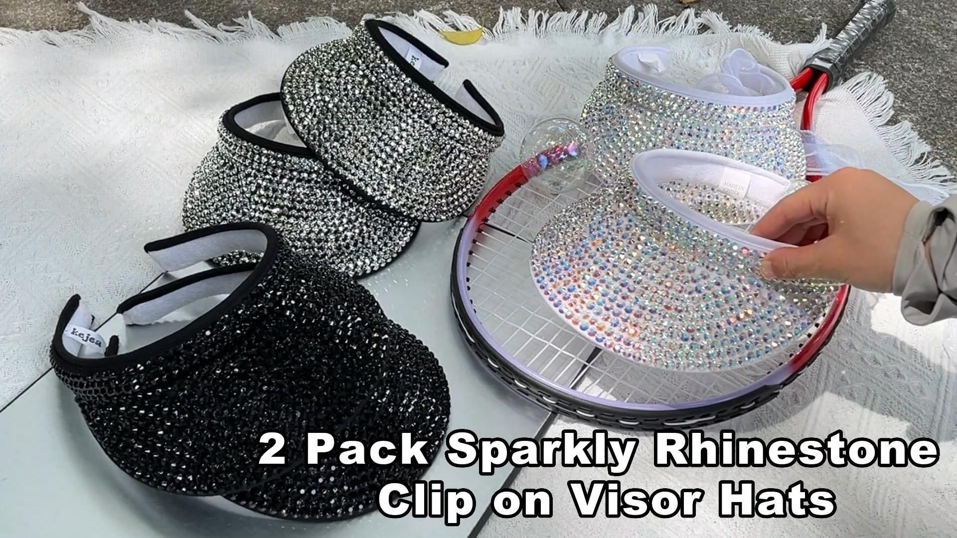 Amazon.com: 2 Pack Sparkly Rhinestone Clip on Visor Hats  display picture 3