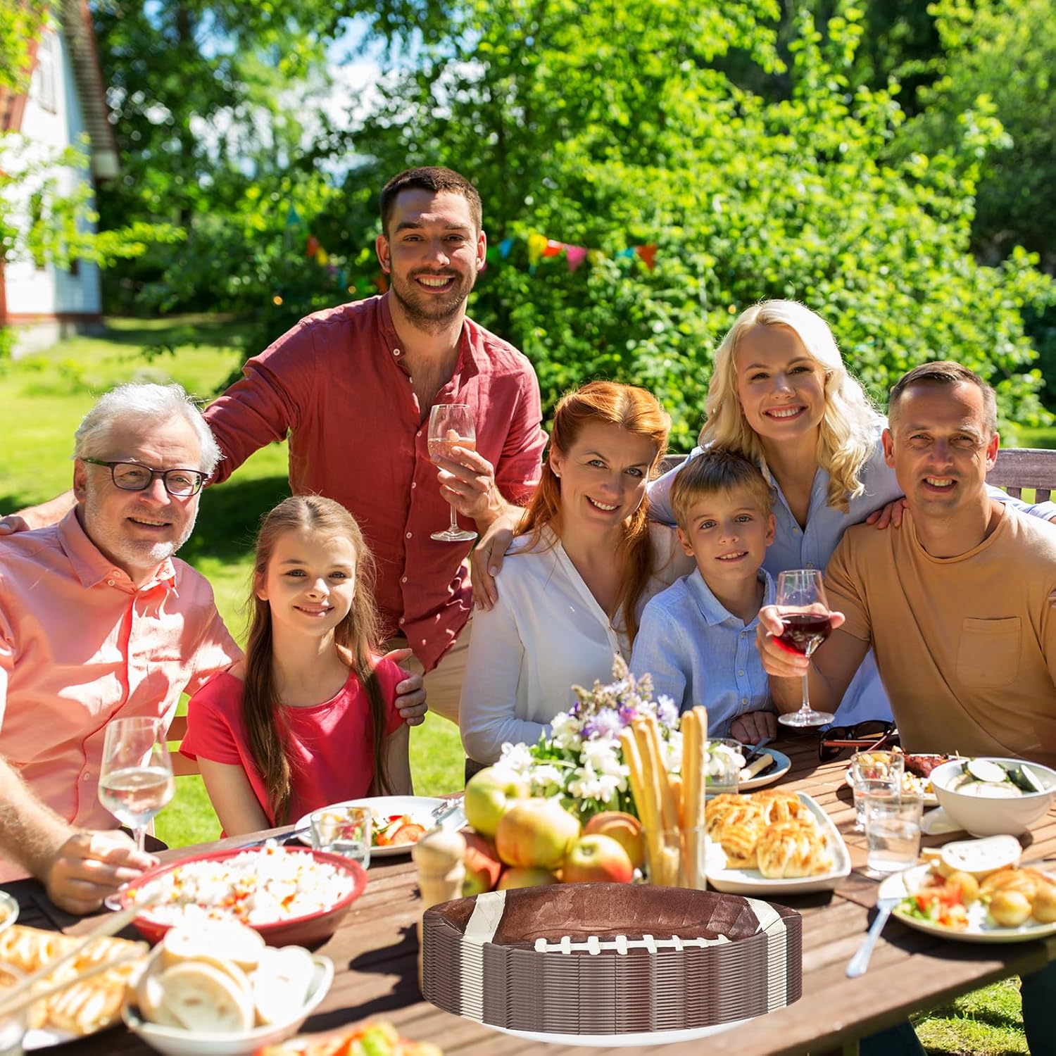 50Pcs Football Shaped Paper Plates Football Rugby Party Sports Ball Brown Disposable Plates Tableware for Sports Game Decorations Fall Birthday Holiday Party Supplies, 9.4 x 5.9 Inch - Image 7