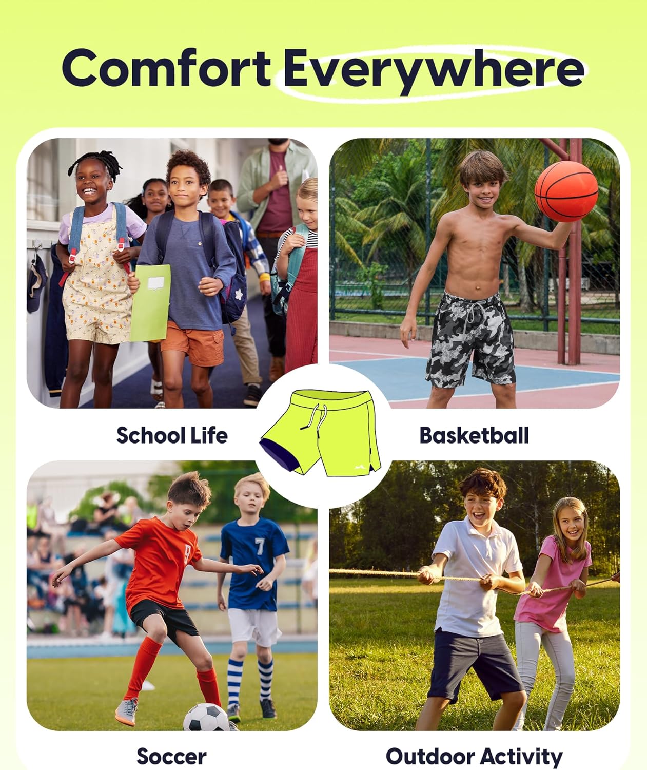 maamgic Boys Athletic Shorts with Liner Youth 2 in 1 Active Running Basketball Shorts - Image 8