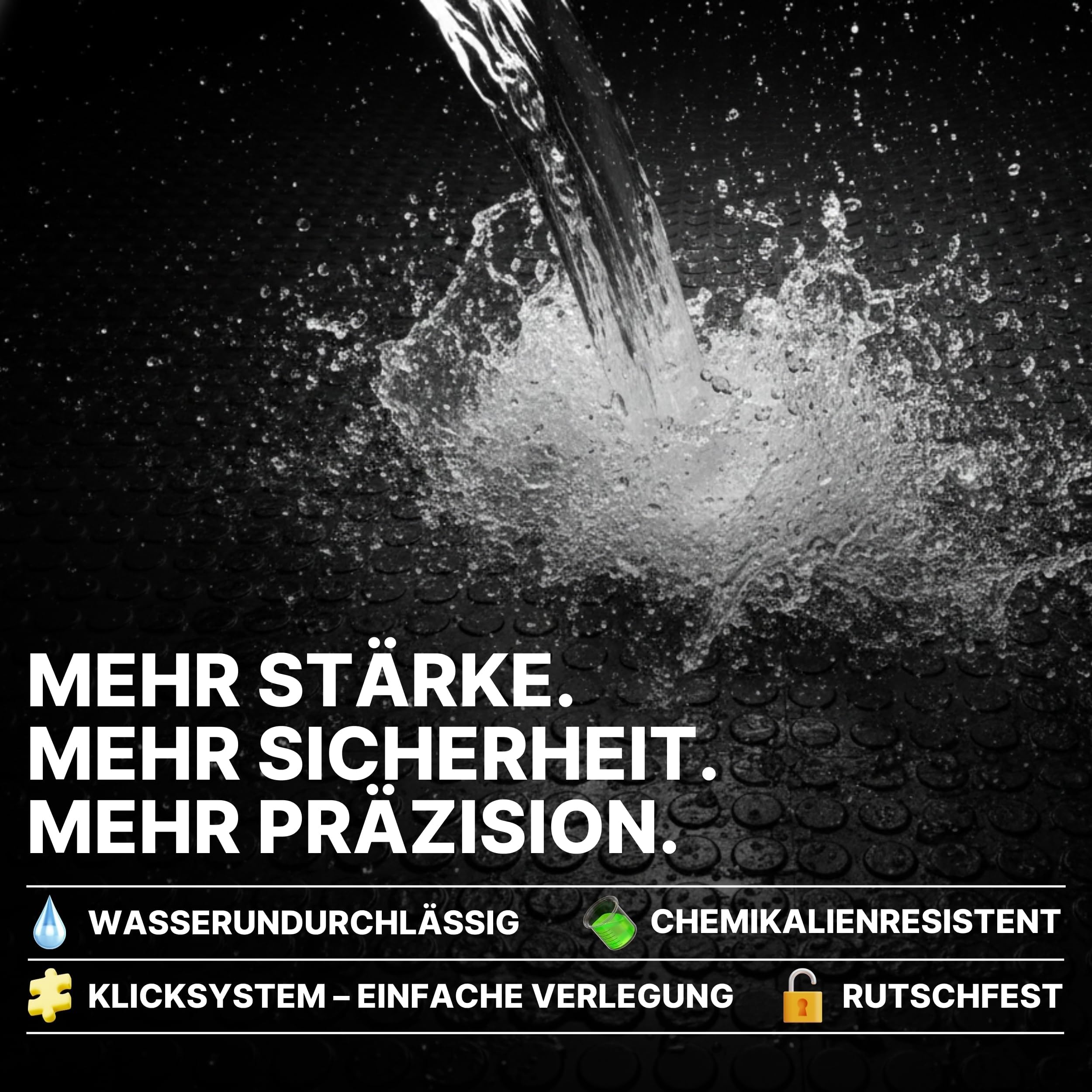 20x Gewerbeboden PVC Fliesen Noppen 48x48cm - VDP I Garagenboden Fliesen I Garagenboden klickfliesen I Garagenfliesen I Industrieboden I Werkstattboden I rutschfest & wasserdicht schwarz