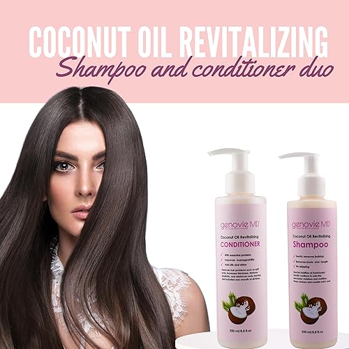Miniatura 7 de Champú y acondicionador revitalizante de aceite de coco para cabello saludable, hidratado y nutrido, cuidado del cabello para mujeres, todo tipo de