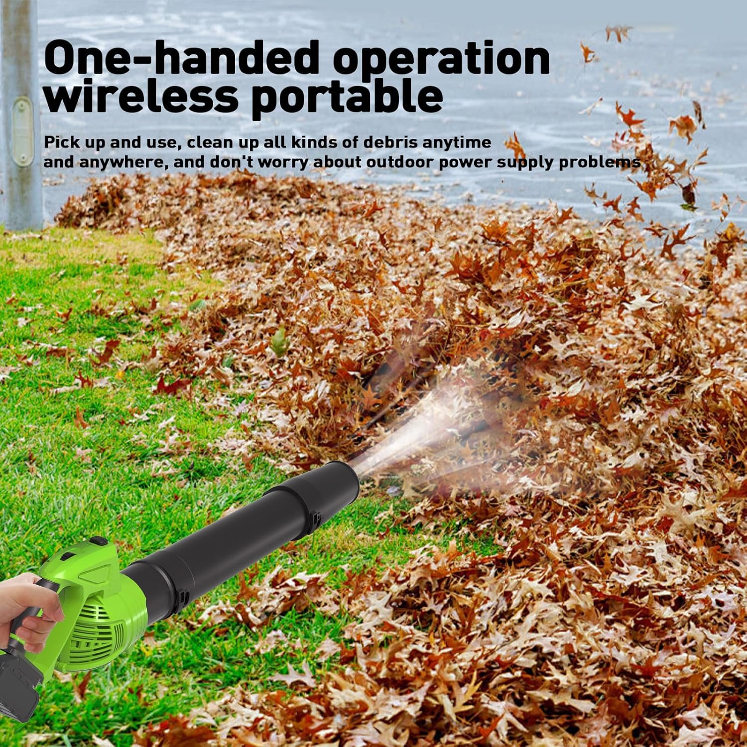 Cordless Leaf Blower, Lightweight Handheld Electric Blower with 2 Batteries & Charger, 5-Speed Power Control for Patio, Garage, Car & Everyday Yard Cleaning