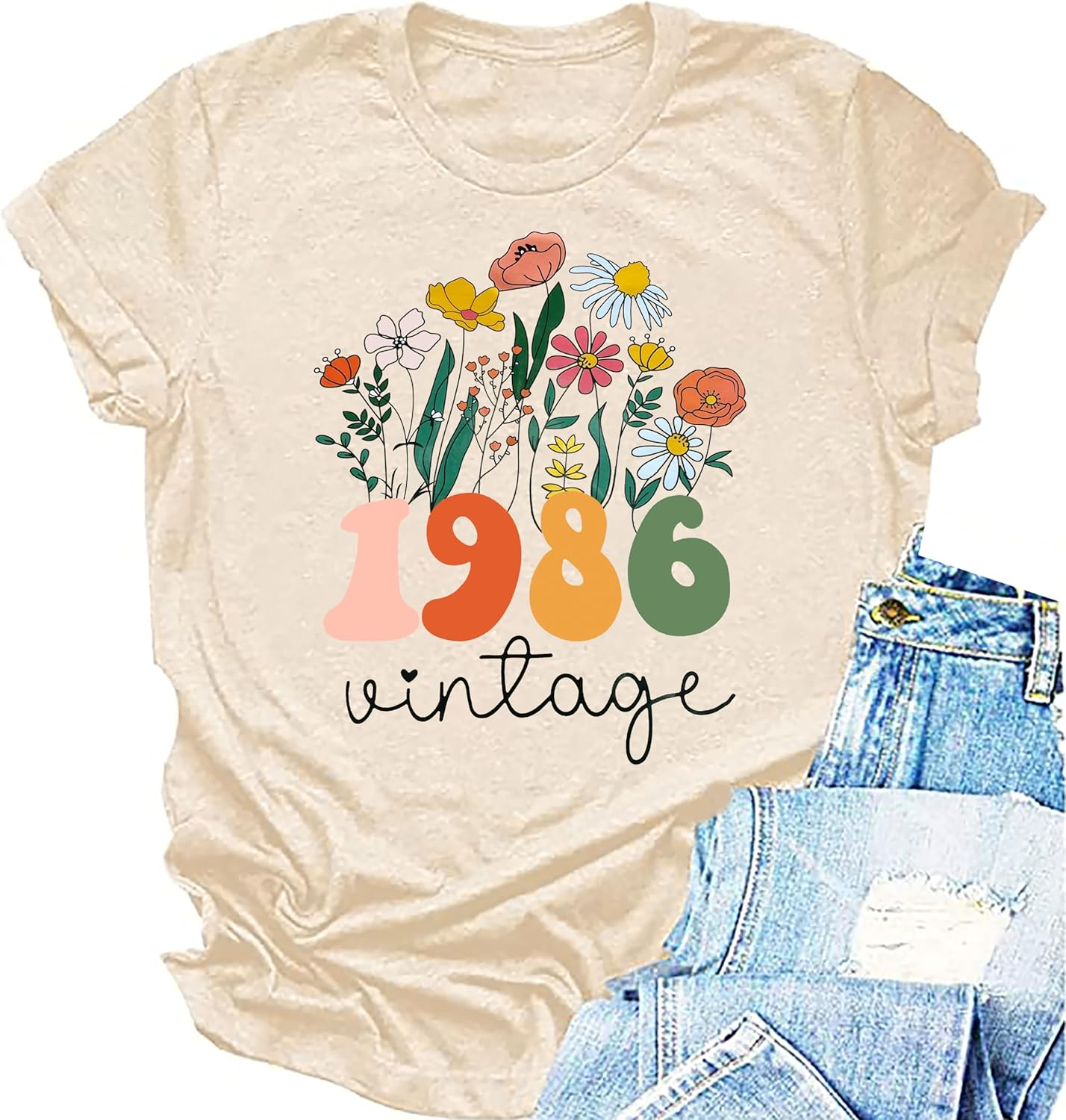 40th Birthday Shirts Women Vintage 1986 Shirt Forty Birthday Gift Shirts 40 Years of Birthday Party Short Sleeve Tee Top