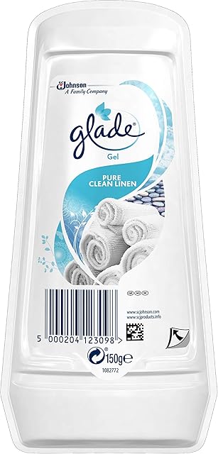 Glade Solid Gel Air Freshener, Odour Eliminator for Home & Bathroom, Clean Linen, Pack of 8 (8 x 150g), Packaging May Vary
