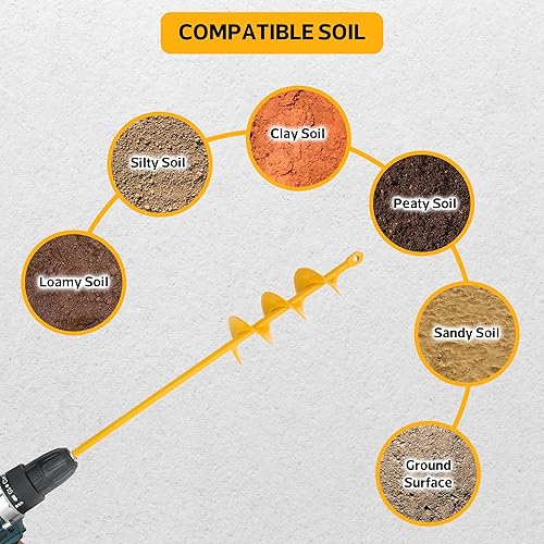 Miniatura 4 de Nafogar Broca de taladro de jardín para plantar  1.6 x 16.5 pulgadas  Taladro para perforar agujeros para bulbos de jardinería, flores y plantas de