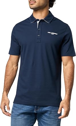 KARL LAGERFELD Paris Mens Sportswear Polo, Navy, Large