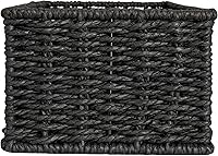 Vista 4 de Household Essentials Cesta de almacenamiento rectangular de cuerda de papel tejida a mano, color negro