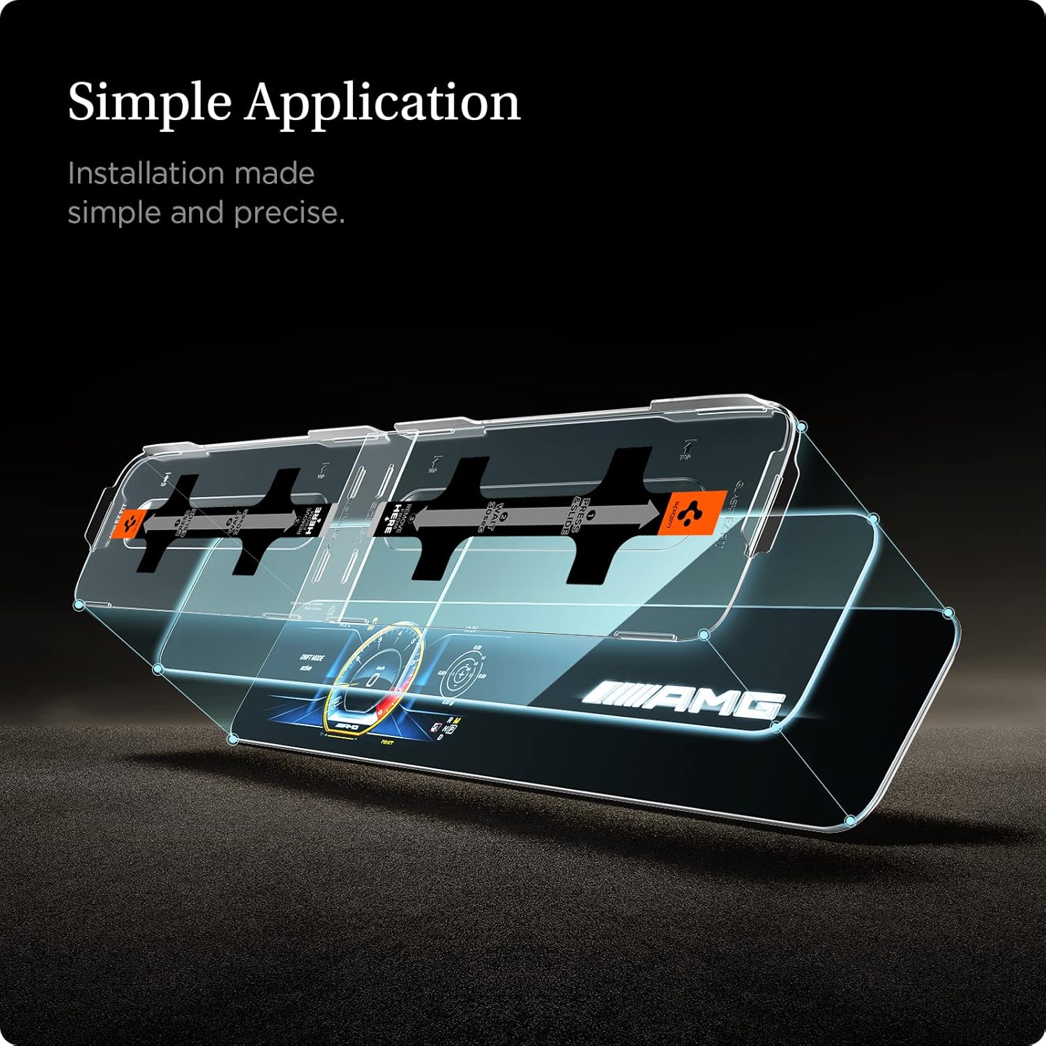 Spigen Tempered Glass Screen Protector [GlasTR EZ FIT] designed for Mercedes Benz E-Class (2023-2017), Mercedes Benz GLE (2023-2019), Mercedes Benz AMG GT 4-Door (2023-2018) 12.3 inch Dashboard Touchscreen - Crystal Clear