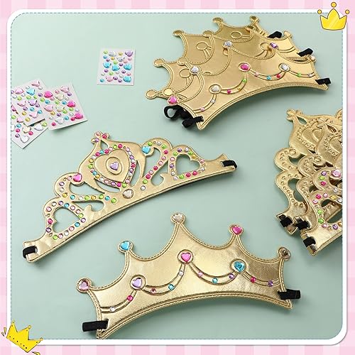 Miniatura 7 de Jexine Juego de 100 coronas de espuma para niños, tiaras de princesa, kits de fabricación de coronas, 60 coronas de princesa de espuma y 40 hojas de