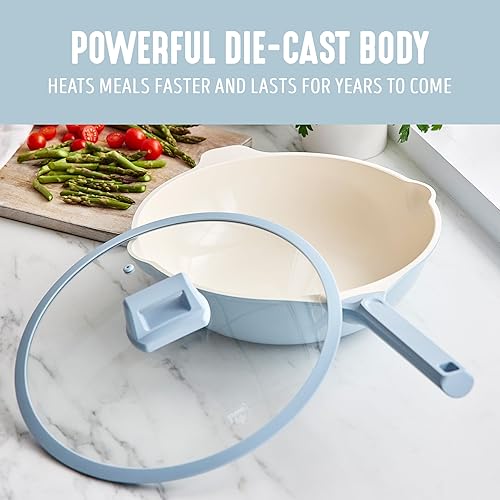 Miniatura 9 de GreenLife Wok antiadherente de 12 pulgadas (5 cuartos de galón) con tapa, sartén multiusos de cerámica no tóxica sin PFAS, inducción, todo en