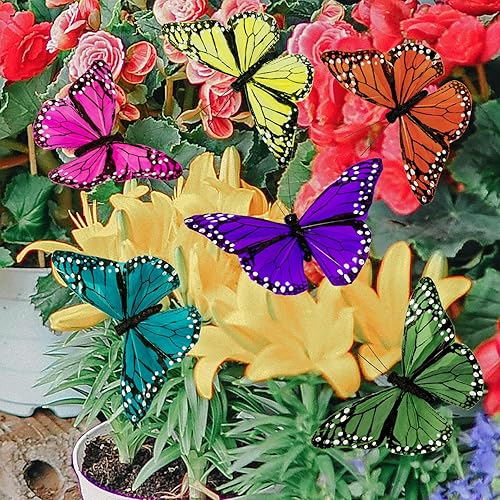 Miniatura 7 de Berfutall - Juego de 12 decoraciones de mariposa con mariposas de alambre para manualidades, mariposa monarca decorativa, 3.5 x 2.3 pulgadas,