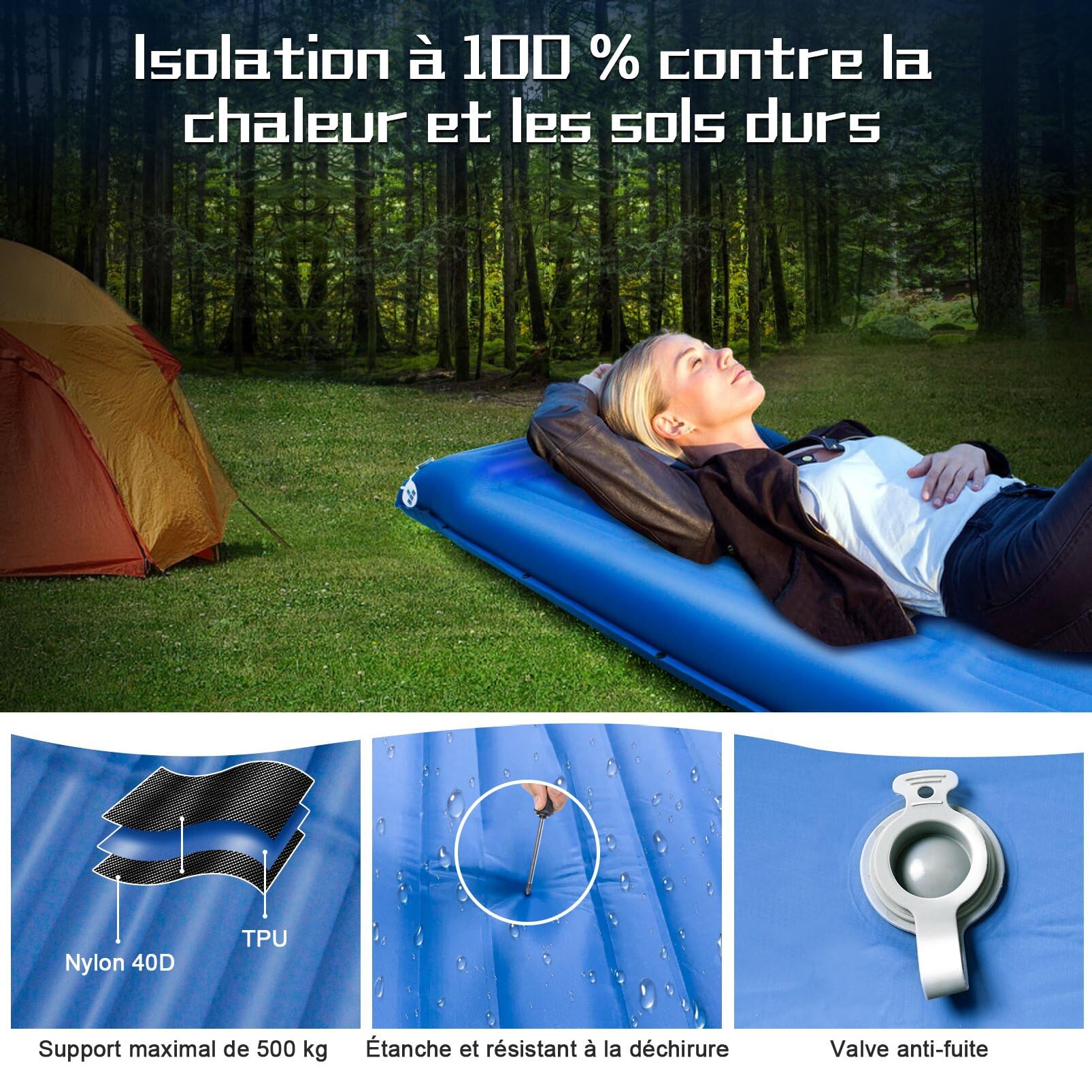 Produktbild von NAPASA Selbstaufblasende Isomatte 14 Cm – Extra Dicke Luftmatratze Mit Fußpumpe Für Camping & Wandern