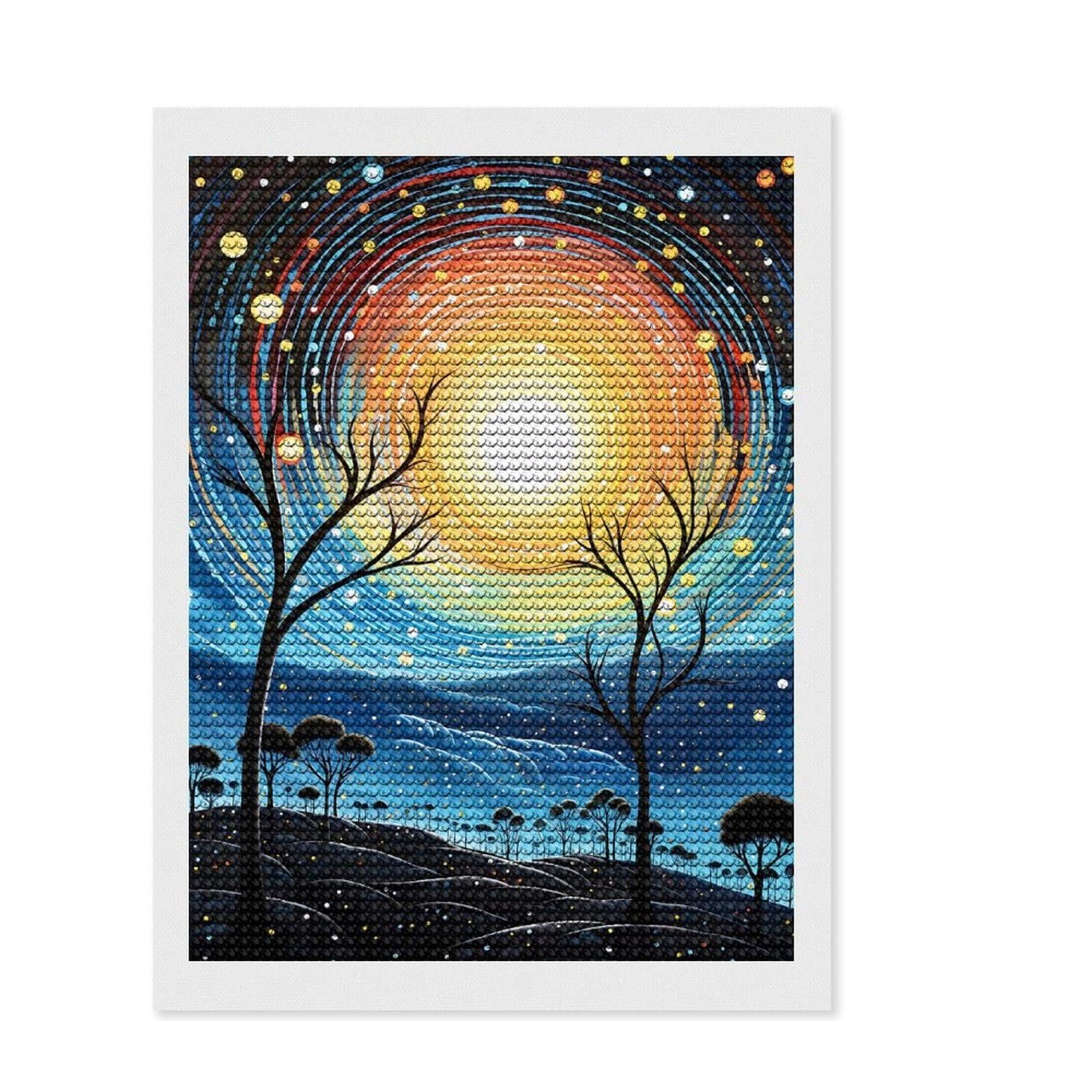 Junmoney Colorful Magic Diamond Art Kit 12"x16", Satisfying Creative Project, Creative Leisure Activity, Cosy Home Accent, Christmas Gift