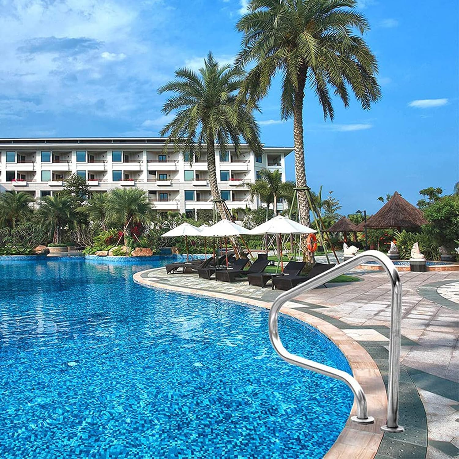 Pool Railing, Stainless Steel Embedded Handles, Swimming Pool Ladder Handrail Suitable for Swimming Pool, Sloped Entry, Spa, Water Park(1PCS)