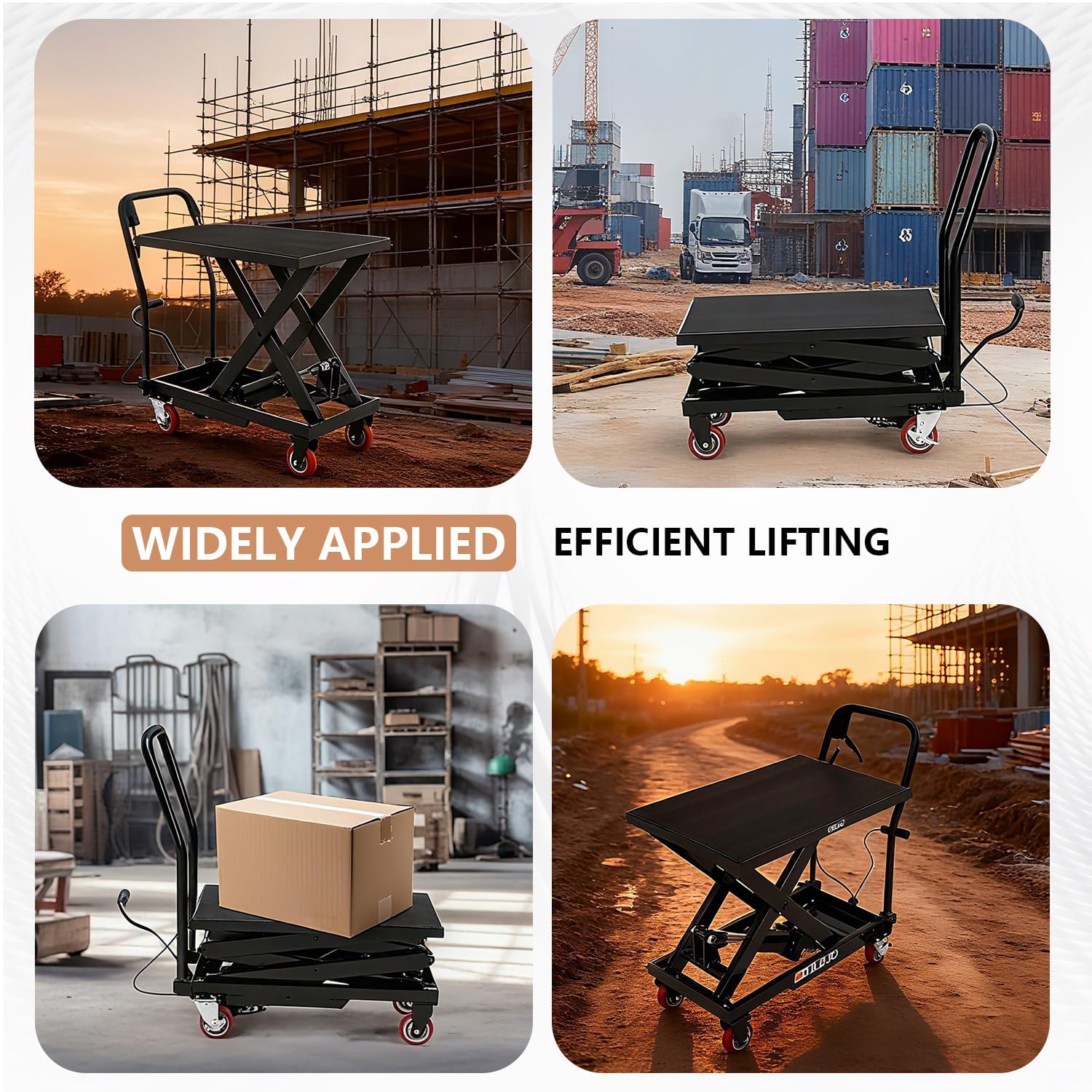 Carro elevador de 230 kg de carga, mesa elevadora hidráulica de 28 – 72 cm, plataforma elevadora con 4 ruedas y plataforma de goma de 71 x 46 cm, elevador de tijera para fábricas, almacenes