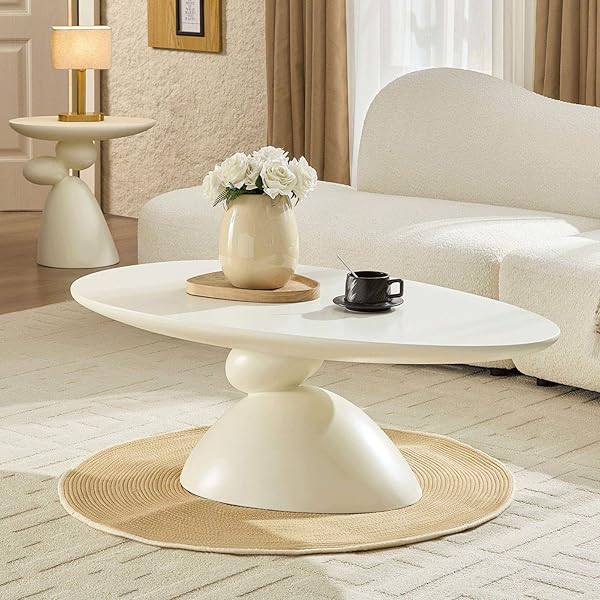 Minimalist Oval Table with Pebble Base