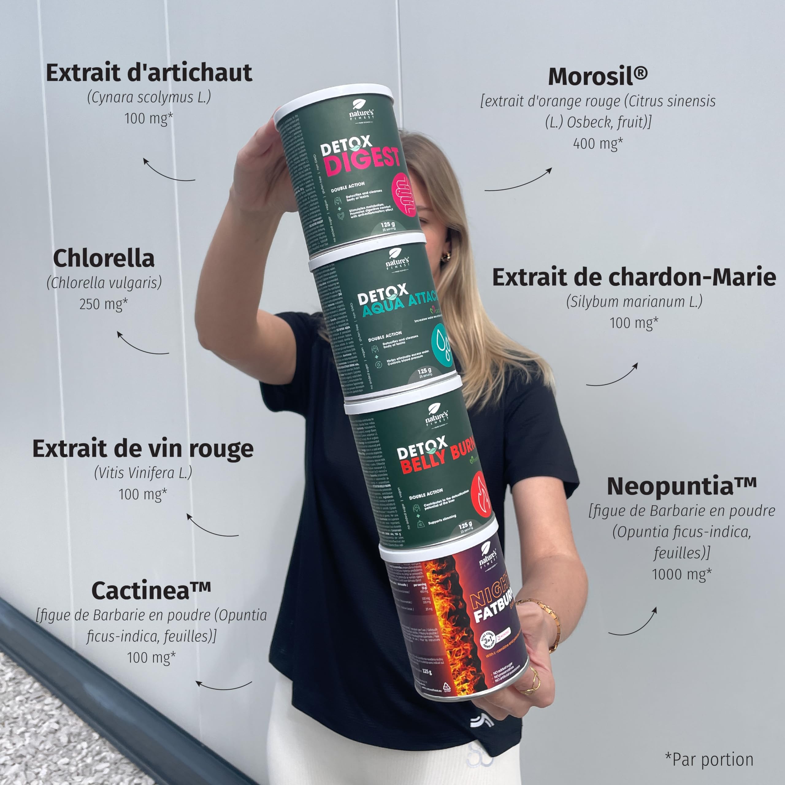 Nature's Finest Coffret 3 Mois, 6 Boissons en Poudre, 750 g | Coffret de 6 boissons en poudre pour 3 mois de routine - gamme Detox (Digest, Belly Burn, Aqua Attack) et Night Burn