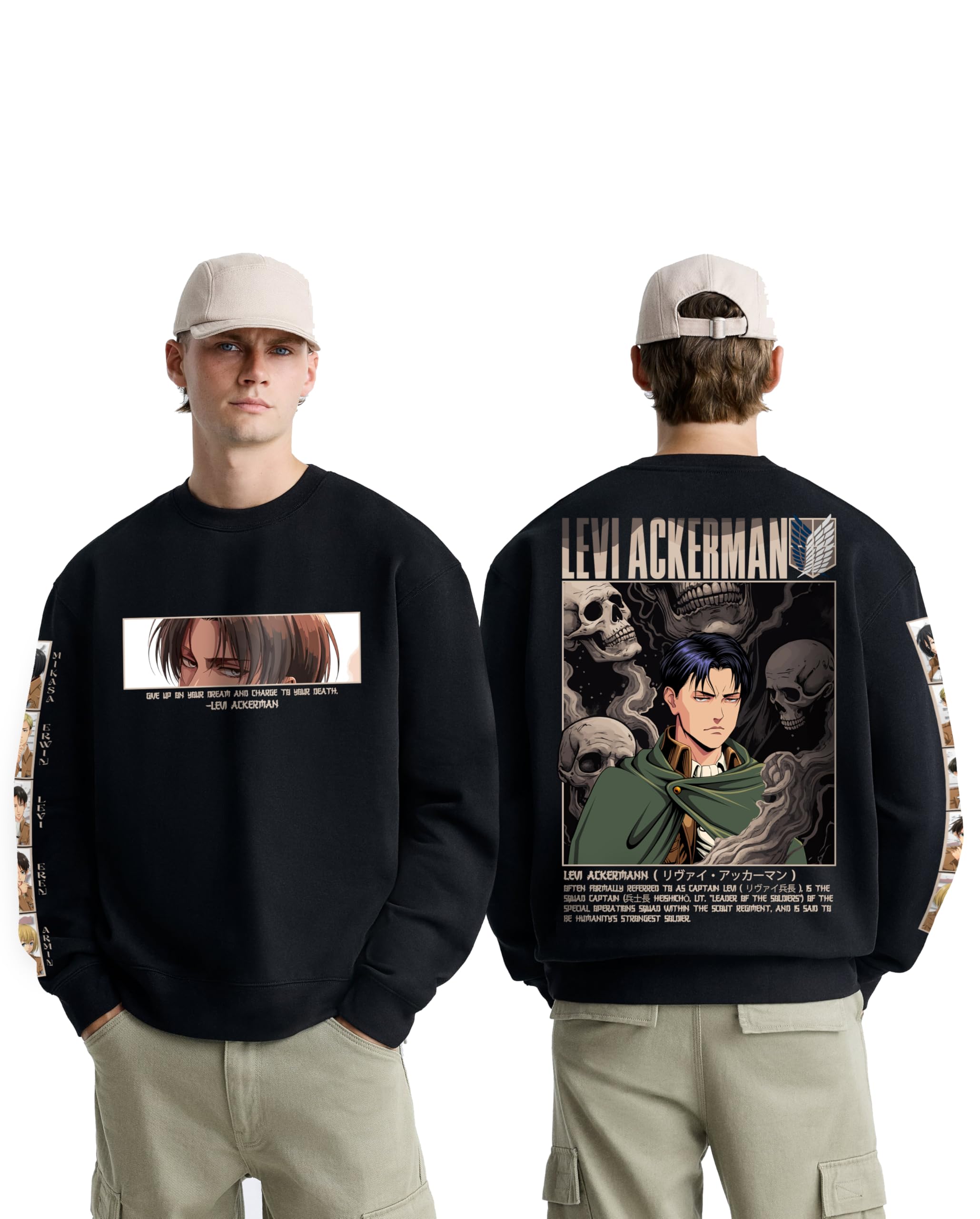 g&g closet Levi Ackerman Graphic Printed Sweatshirt for Men and Women | 100% Cotton Round Neck | Attack of Titan Anime Sweat Shirt-picture-37
