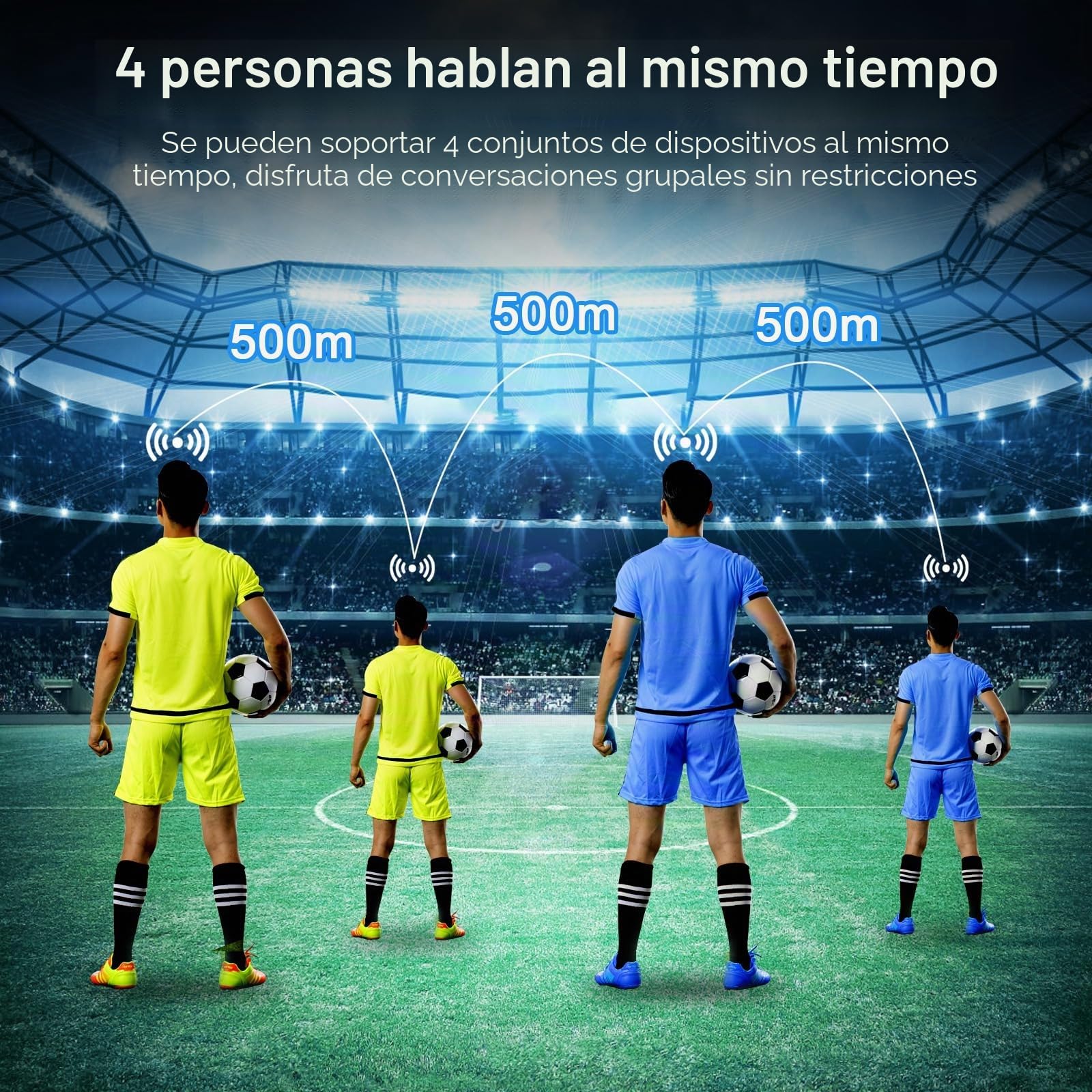 SolaMr V4C Plus Intercomunicador Profesional para Árbitros - Bluetooth 5.1 Intercom para Oído Izquierdo, Freecom con Reducción de Ruido CVC, Radio FM e Intercomunicación 4 vías hasta 1500 m - 2 Pack
