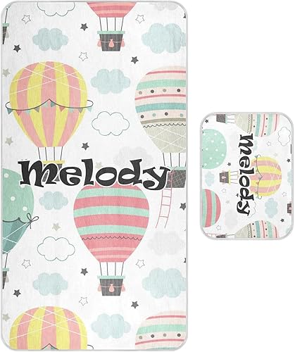 Custom Hot Air Balloon Crib Mattress Protector Pad for Boys Girls Baby Ice Silk Mat Bed Crib Mattress Protector Cooling Mattress Topper for Baby