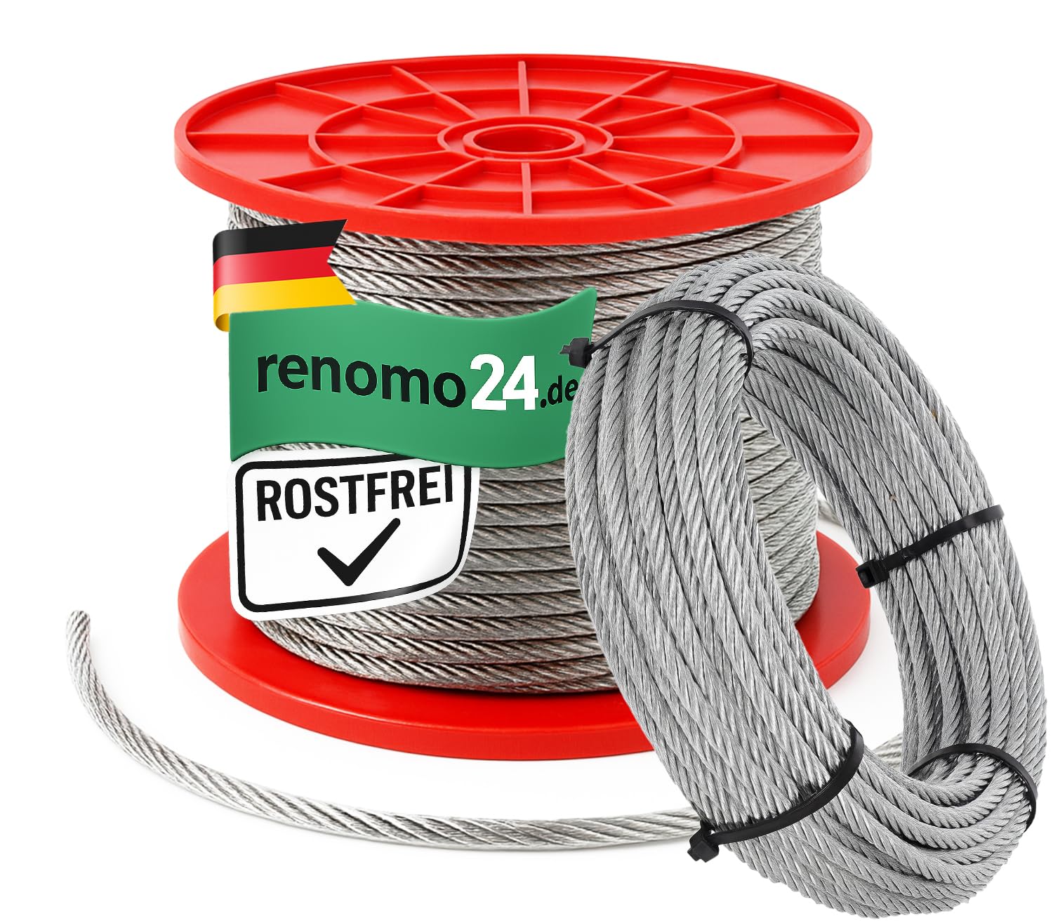 Edelstahl Drahtseil (200m / Rolle, 3mm- 7x7) INOX Stahlseil V4A Rostfrei Seil AISI 316 Edelstahlseil Edelstahldraht