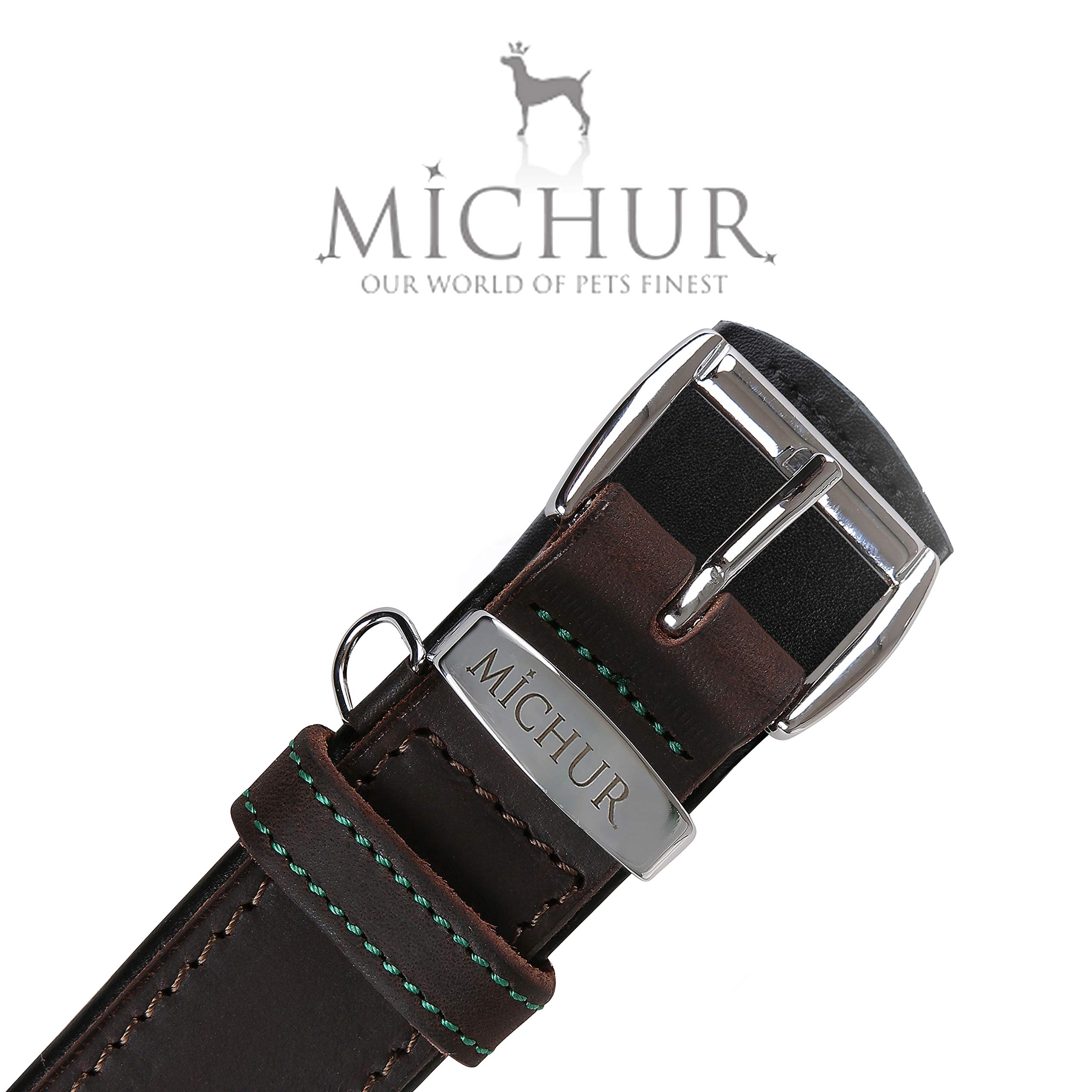 MICHUR Oleo Hundehalsband Leder, Lederhalsband Hund, Halsband, Braun, Leder, in verschiedenen Größen erhältlich