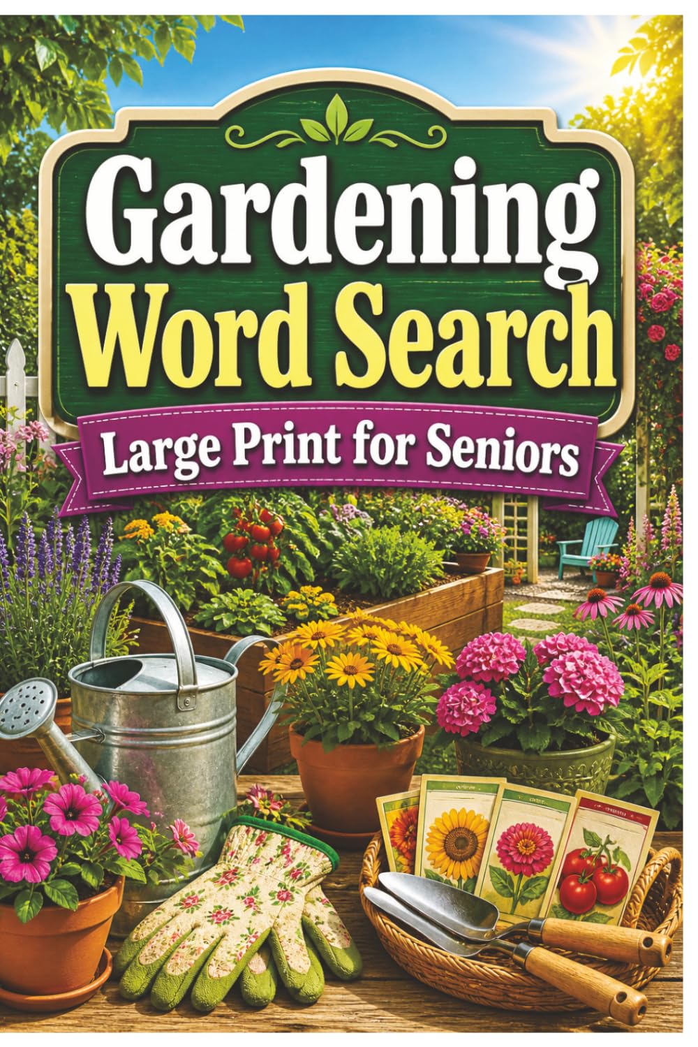 Gardening Word Search for Seniors: Large Print Puzzle Book with 55 Relaxing Garden-Themed Word Searches, 15 Words Per Puzzle, and Easy-to-Read ... Flower Lovers, and Backyard Gardeners