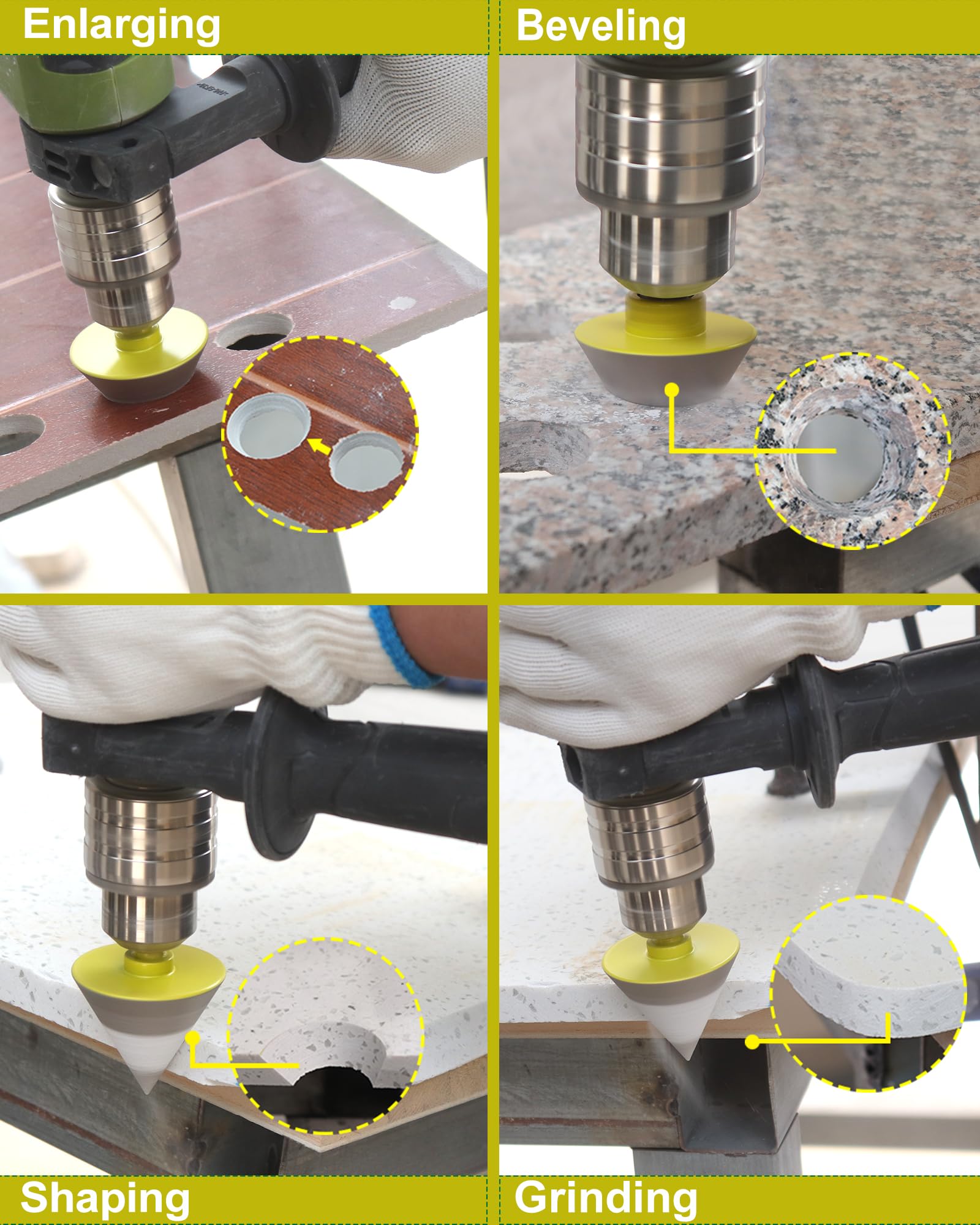 Broca de Chaflán Diamante 35mm Broca Cónica con Mango Hexagonal para Agrandar Limpiar y dar Forma a los Orificios Existentes en Azulejos Porcelana Cerámica Granito Mármol SANLEETEK