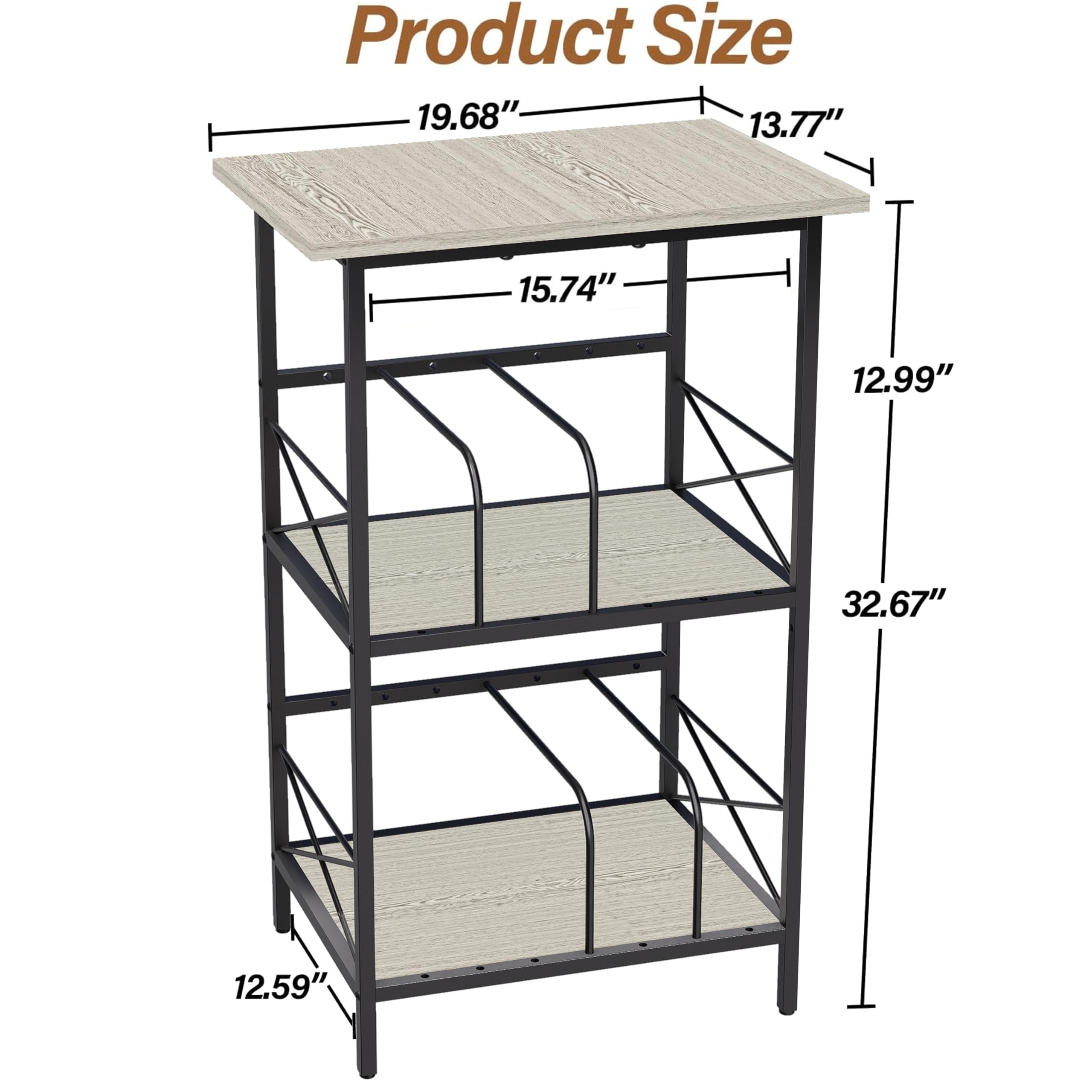 Soporte para tocadiscos con 4 separadores ajustables, mesa auxiliar de 3 capas, almacenamiento de discos de vinilo con capacidad para 200 LPs, mesa multifuncional para el hogar, color
