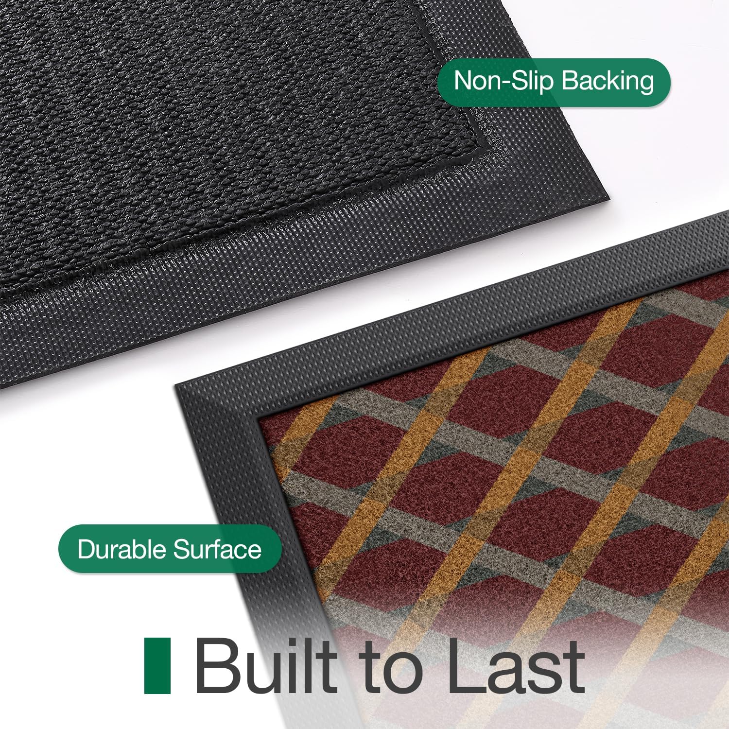 LUMI Front Door Mat 24x36, Low-Profile Non-Slip Welcome Mat for Indoor Outdoor, Stain & Fade Resistant Geometric Door Mat for Entryway Patio Porch, Weave-Rust