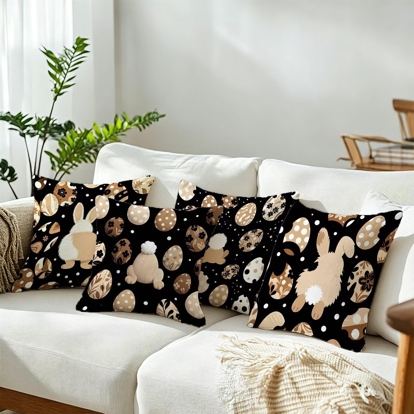 Beige Federe Cuscini Divano 60x60cm, Cuscini da Esterno Set de 4, Cod-96 | Lin Copricuscini Decorativi Letto Arredo, per Letto, Soggiorno, Giardino, Esterno, Casa Decorazione Set di 4 Animale