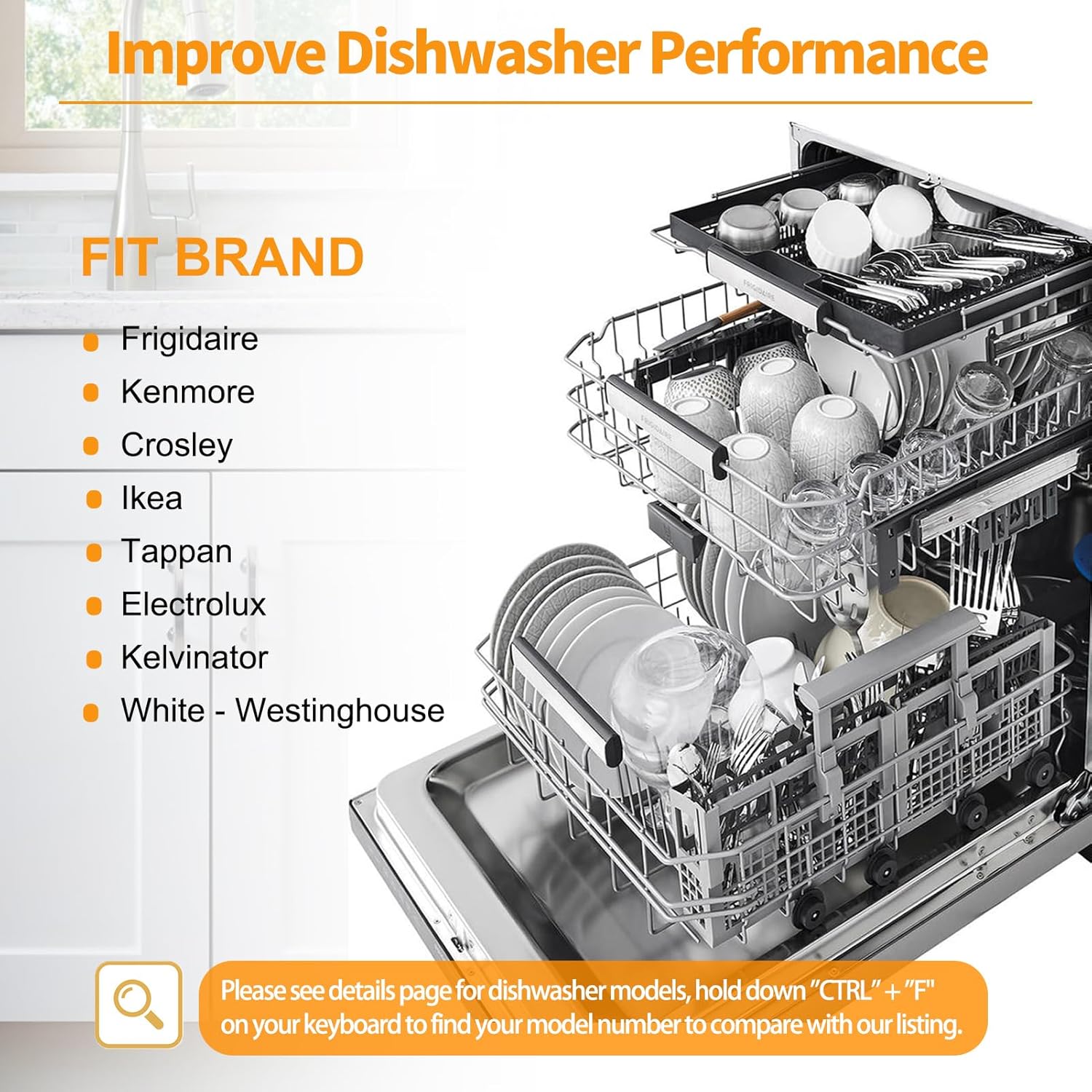 Upgraded 5304535380 Dishwasher Upper Rack Replacement Parts for Frigidaire Kenmore Dishwasher Rack FFCD2413US4A FBD2400KB12B Upper Dishrack Assembly Frigidaire Crosley Dishwasher Top Rack Rollers