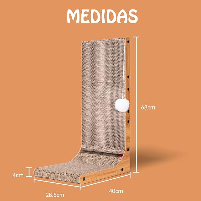 Foto 3 de 8 de Rascador Para Gatos De Cartón Reforzado Con Madera