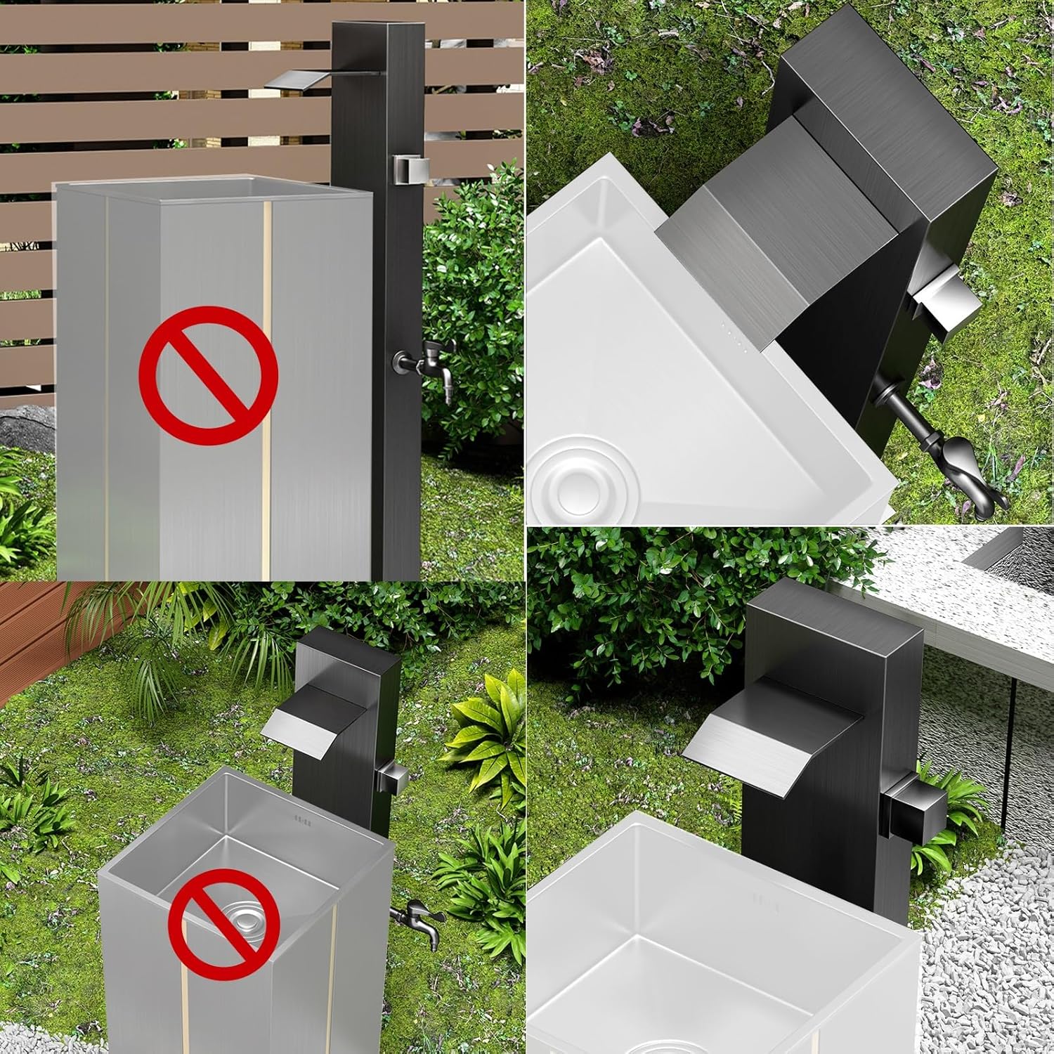 Stainless Steel Freestanding Water Spigot - Frost Free Outdoor Faucet & Hose Stand Hydrant for Garden, Patio & Yard - Durable Gold Finish