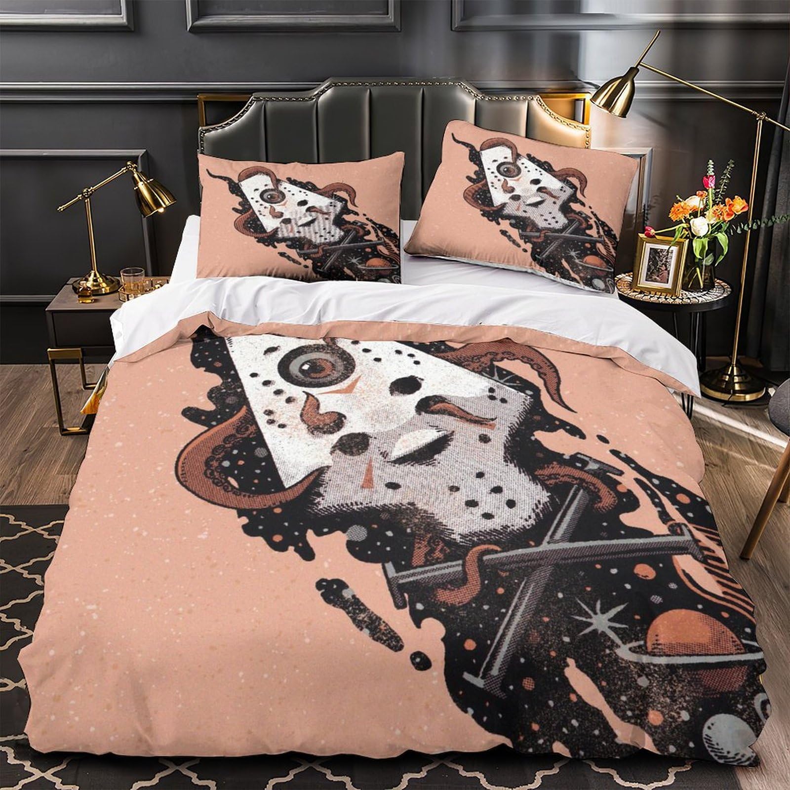 Housse de couette masque d'horreur 140x200cm style illustration pour ado