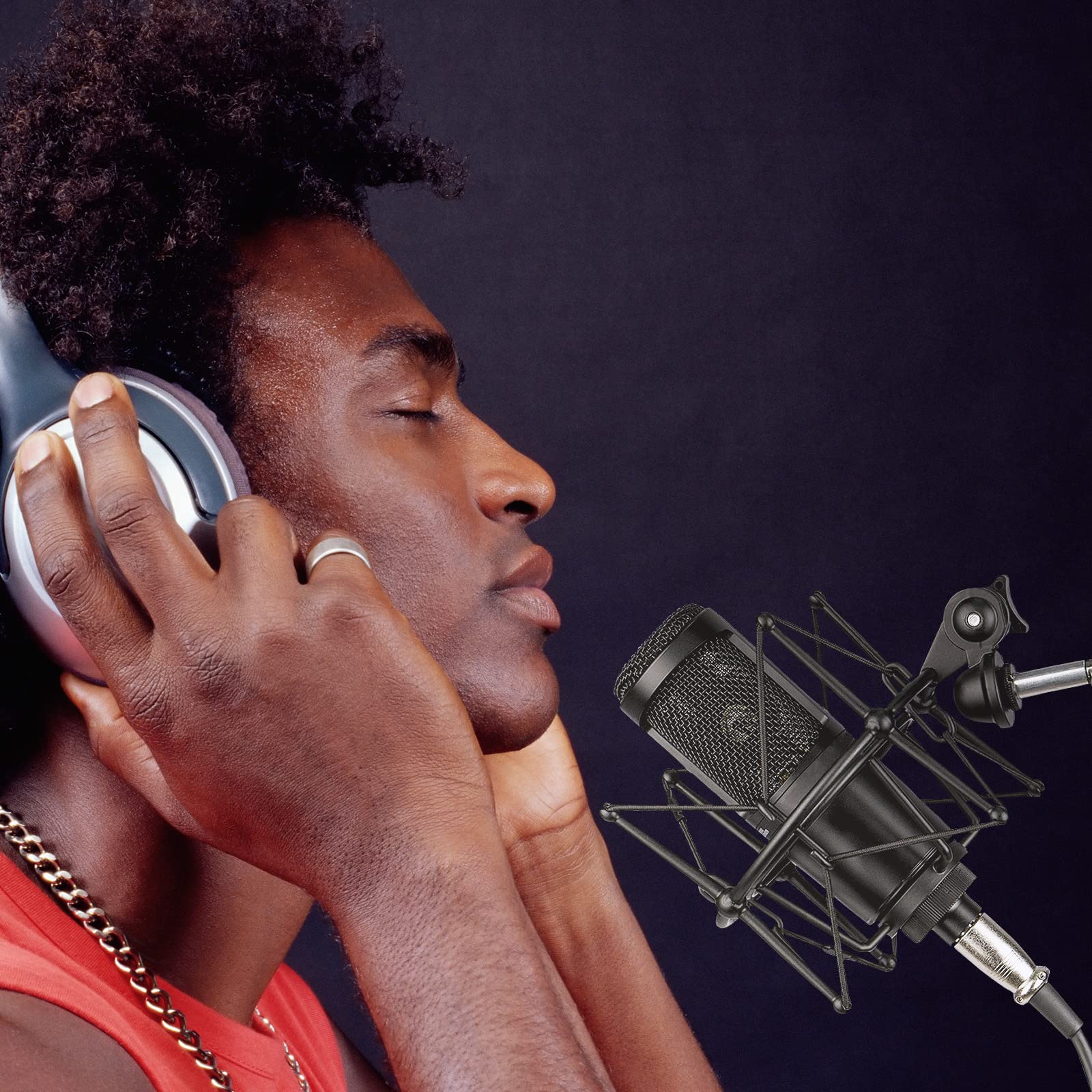 Geekria Support Anti-Vibrations pour Microphone Creators Compatible avec Audio-Technica AT2020, AT2020USB, AT2020USB+, AT2020USBi, Pince Adaptateur de Suspension Anti-Vibrations (Noir/métal)