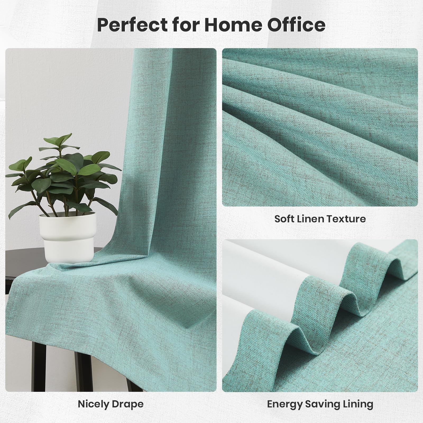 Melodieux Verdunkelungsvorhänge aus Leinen, 100 % für Schlafzimmer, Wohnzimmer, wärmeisoliert, Raumverdunkelung, Privatsphäre, gefütterte Vorhänge, natürliche, elegante Jute-Vorhänge mit Ösen, 106,7 x
