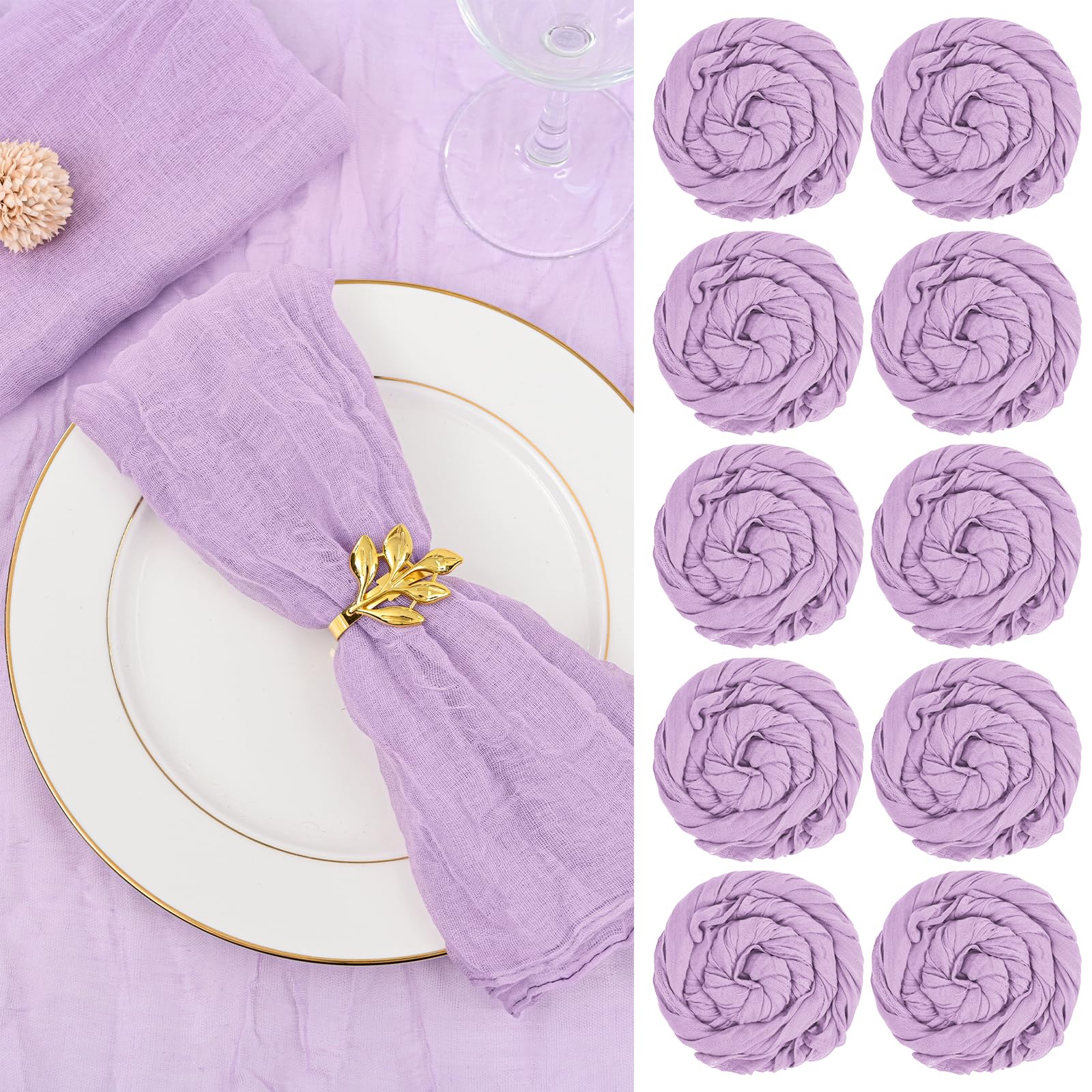 60 Pack Gauze Cheesecloth Napkins Wrinkled Table Napkins Soft Cotton Cloth Napkins Rustic Decorative Napkins for Weddings Party Dinner Table Everyday