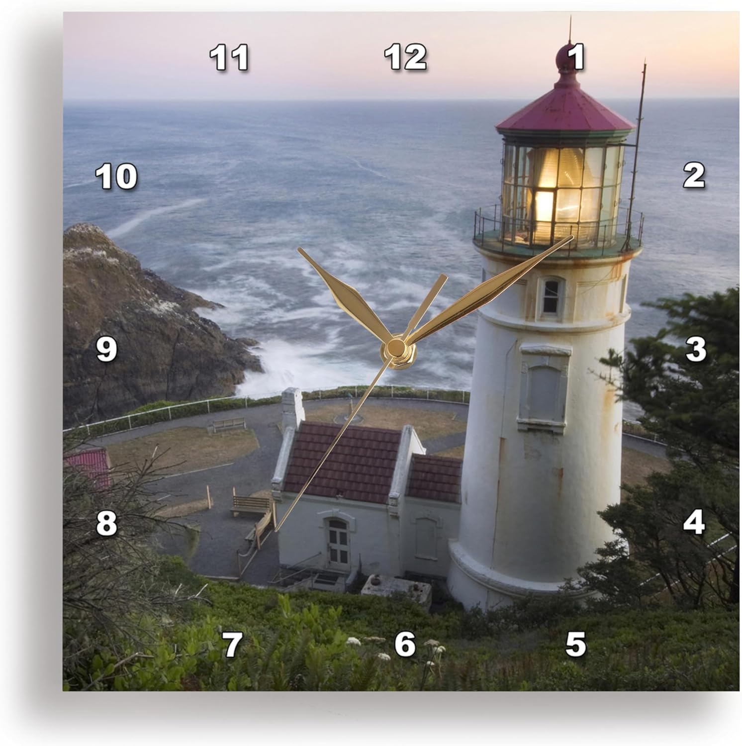 3dRose DPP_94104_3 Haceta Head Lighthouse, Oregon, USA-US38 RKL0018-Raymond Klass-Wall Clock, 15 by 15-Inch