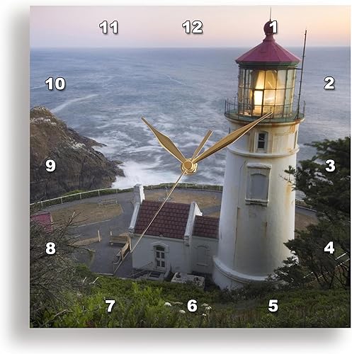 3dRose DPP_94104_3 Haceta Head Lighthouse, Oregon, USA-US38 RKL0018-Raymond Klass-Reloj de pared, 15 x 15 pulgadas