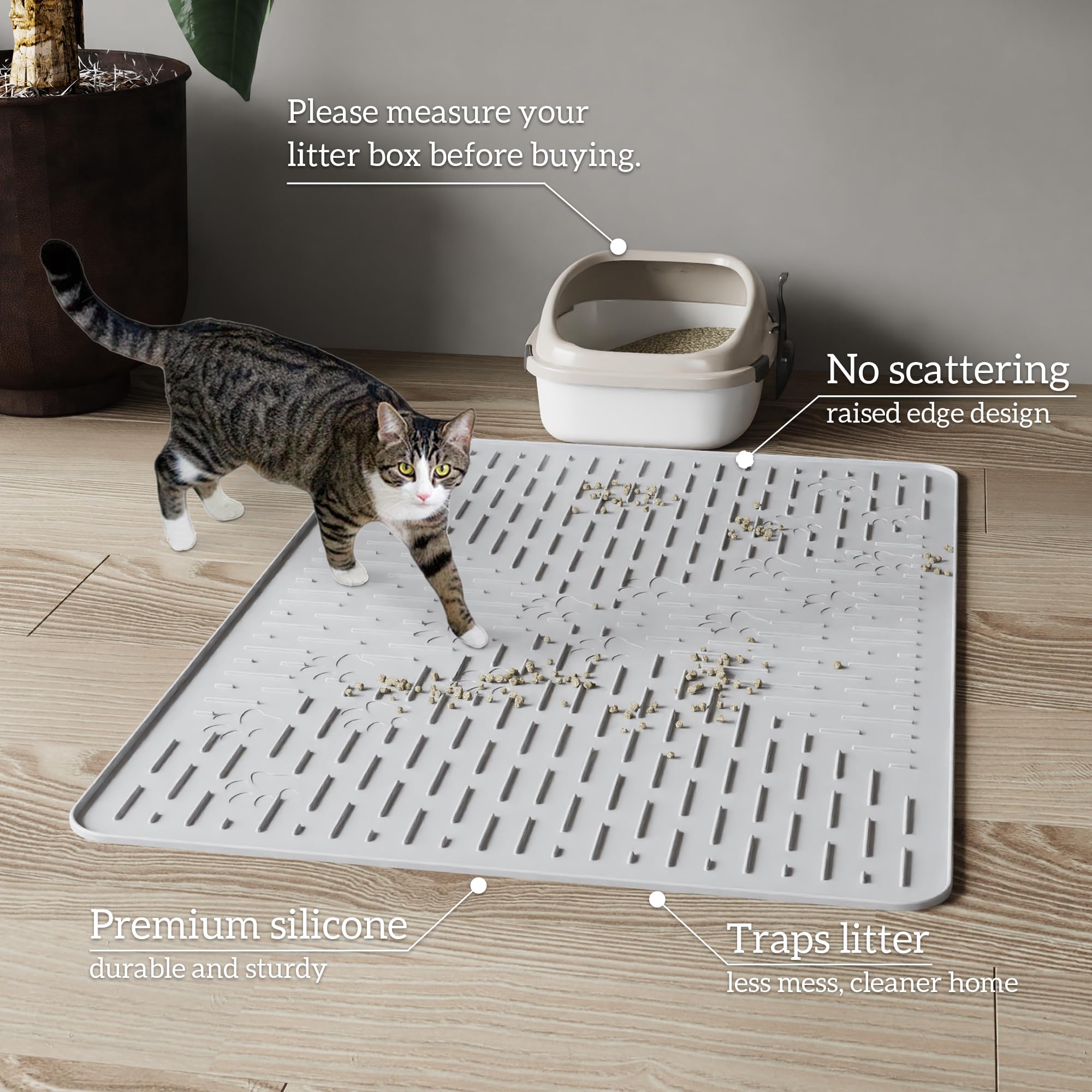 OHMO Cat Litter Mat Trapping Mat Premium Silicone 60x40cm