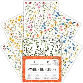 Swedish Dishcloths for Kitchen, 5 Pack Flowers Reusable Paper Towels Washable, Super Absorbent Swedish Dish Cloths, Biodegradable, Non-Scratch, No Odor