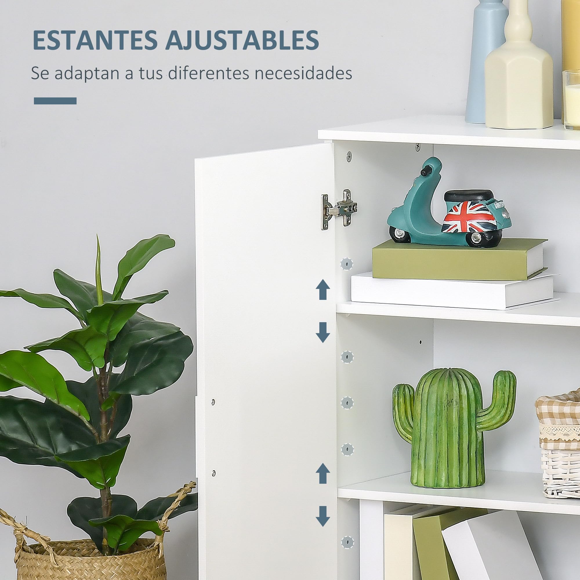 kleankin Armario de Baño 2 Puertas, Mueble Auxiliar de Almacenaje, Blanco