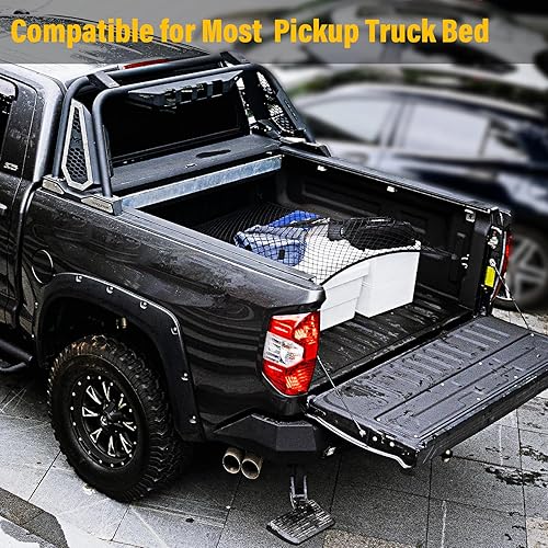 Miniatura 5 de Red de carga para cama de camioneta, organizador de malla de red de carga para camiones, 4 x 4 pies elástica a 7 x 7 pies, red altamente elástica