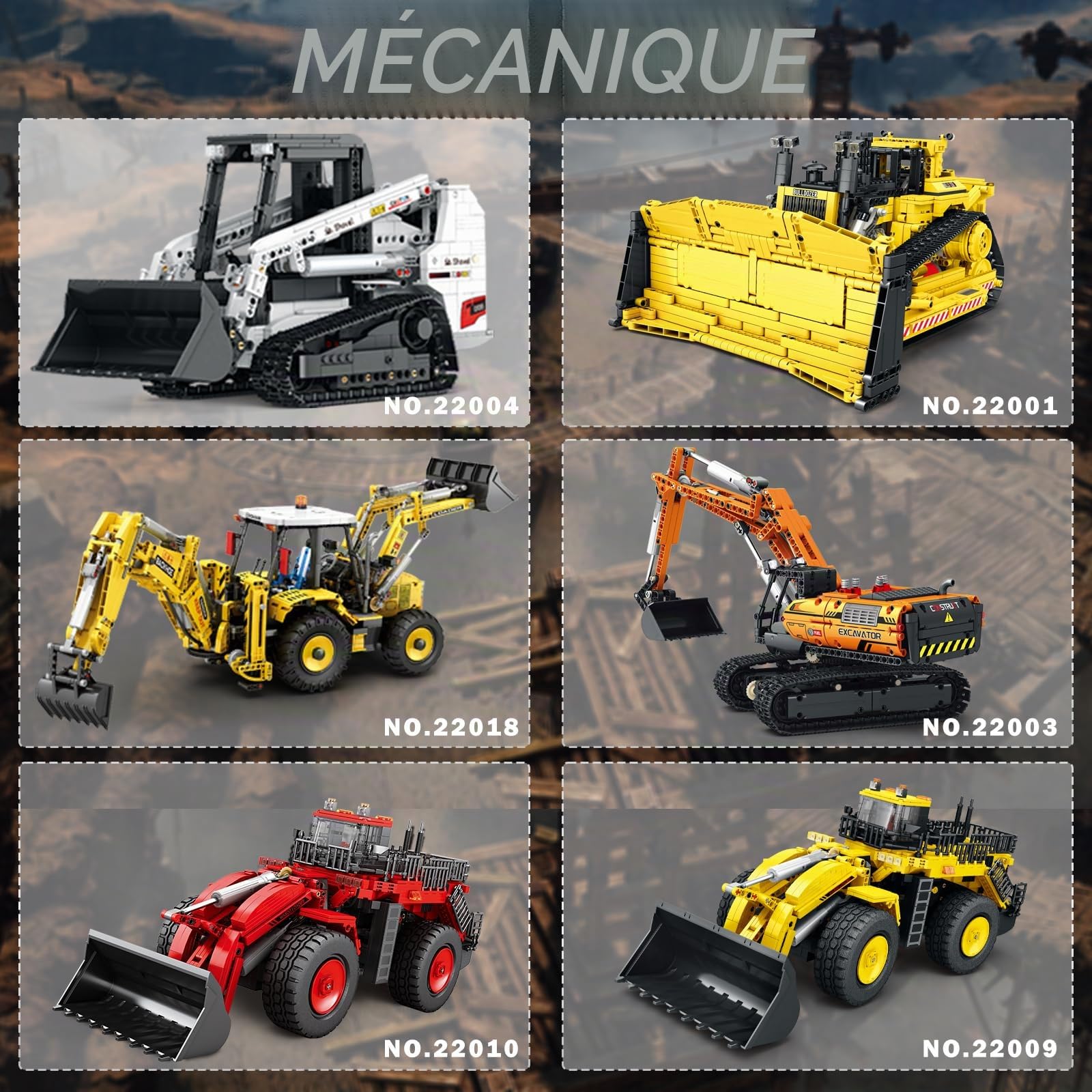 Reobrix Bobcat Lot de 1227 blocs de construction pour chargeur, télécommande télécommandée, jouet de construction de véhicule avec mode multijoueur 2,4 GHz 22004, cadeau pour enfants et