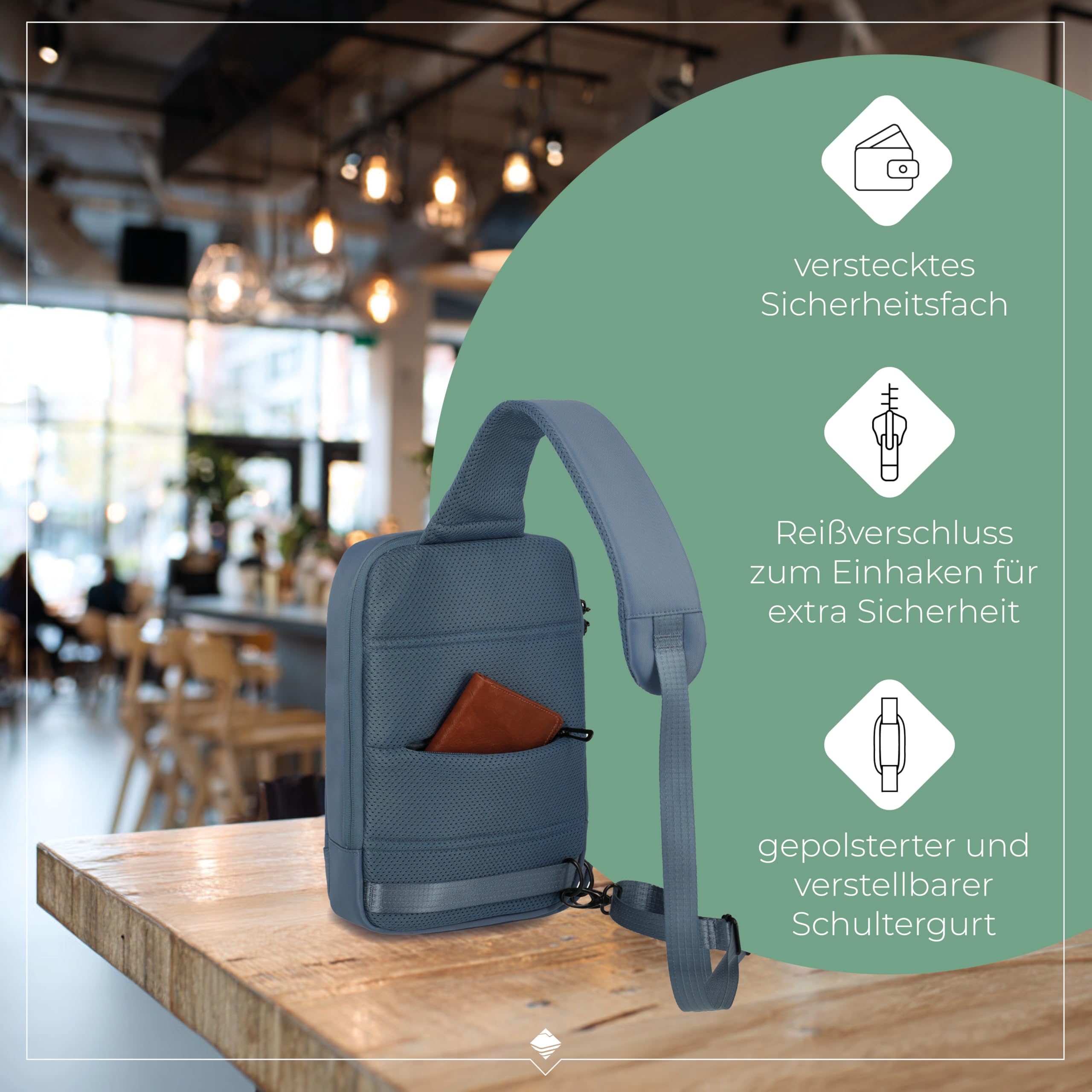 Travelite Cross Body Bag, WORKFLOW Umhängetasche aus recyceltem Material mit Sicherheitsfach, Sling Bag