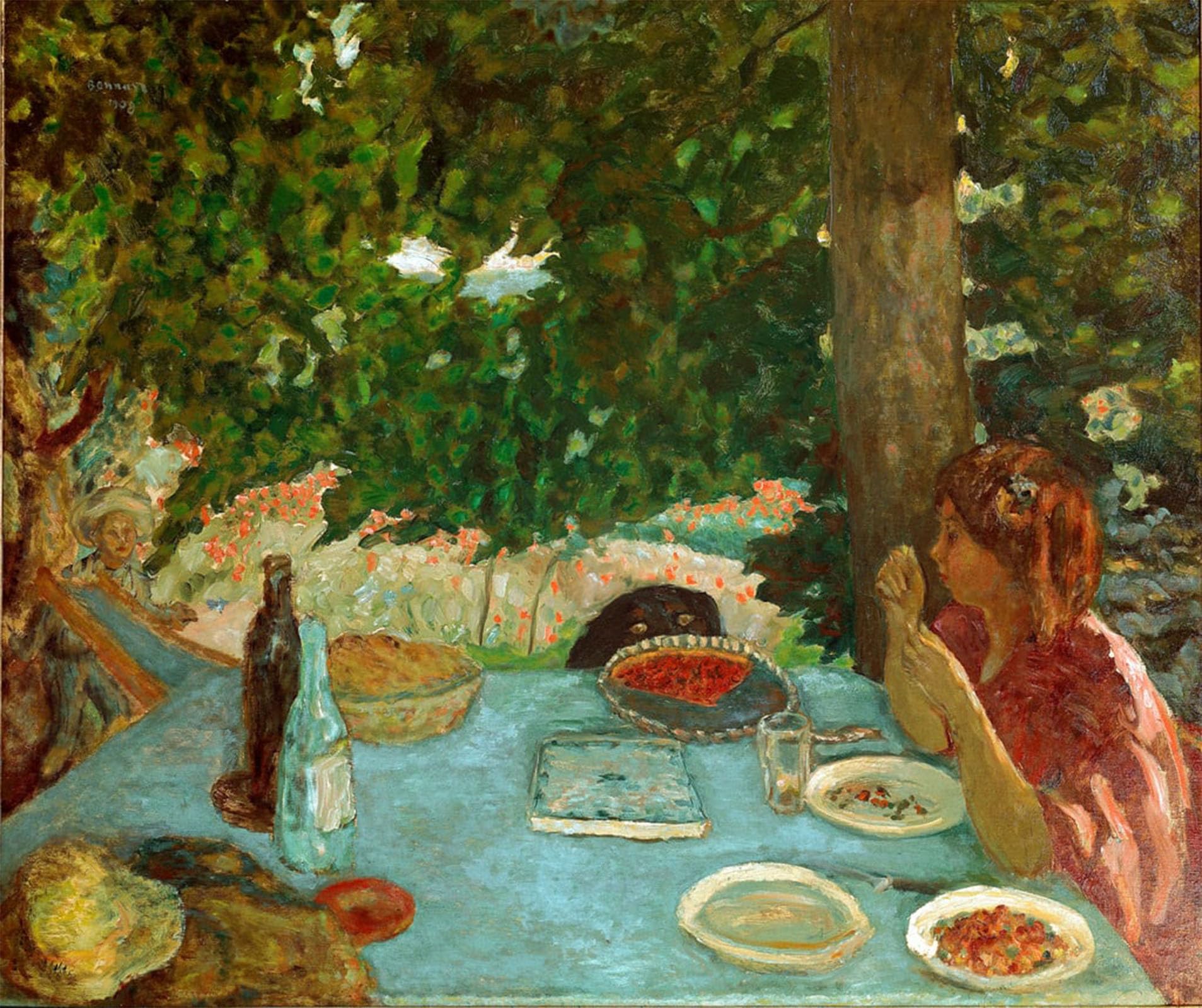 SERENDIPITP Vintage Wall Art Canvas Nordic Poster Canvas Print Picture the Cherry Pie Young Woman Sitting Has a Table in a Garden Painting by Pierre Bonnard Wall Art Poster for Home Decor 60x90cm