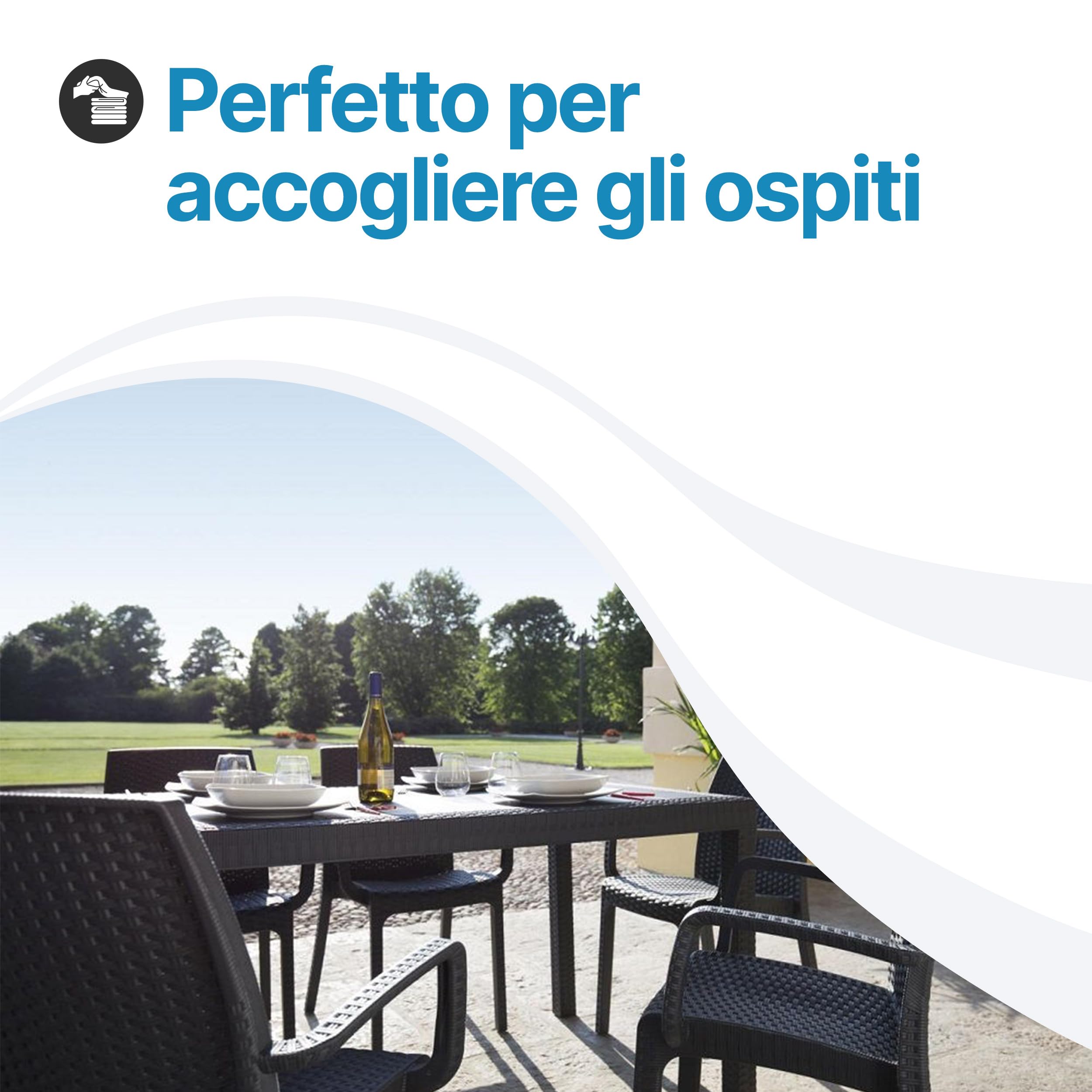 Tomaino - Tavolo Da Giardino In Plastica Rettangolare in Stile Rattan - Tavolo da Esterno 6 Posti Ideale per Pranzi all'Aperto - Per Giardino, Veranda o Terrazza - Nero